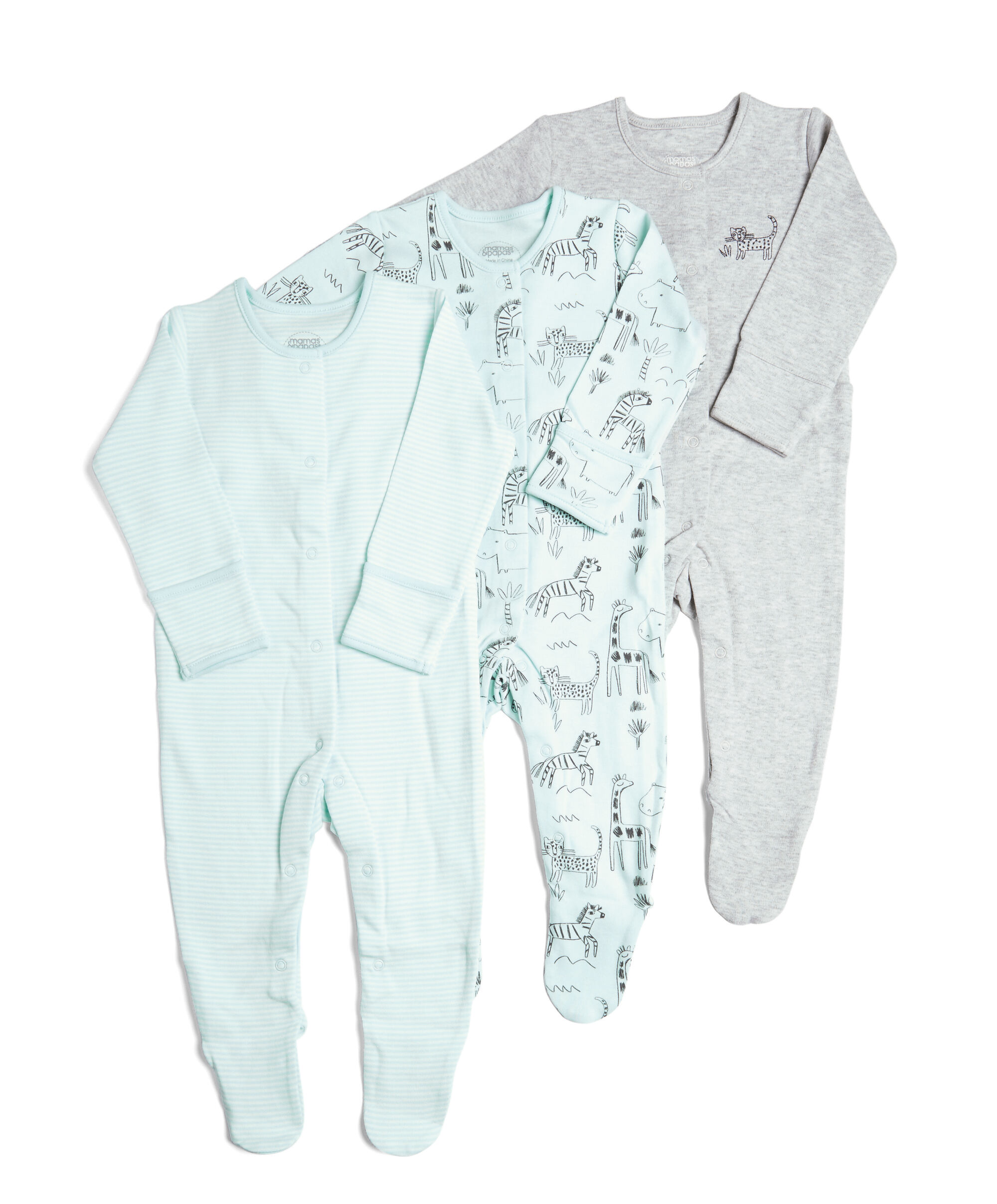 Zoo Animal Sleepsuits 3 Pack image number 1