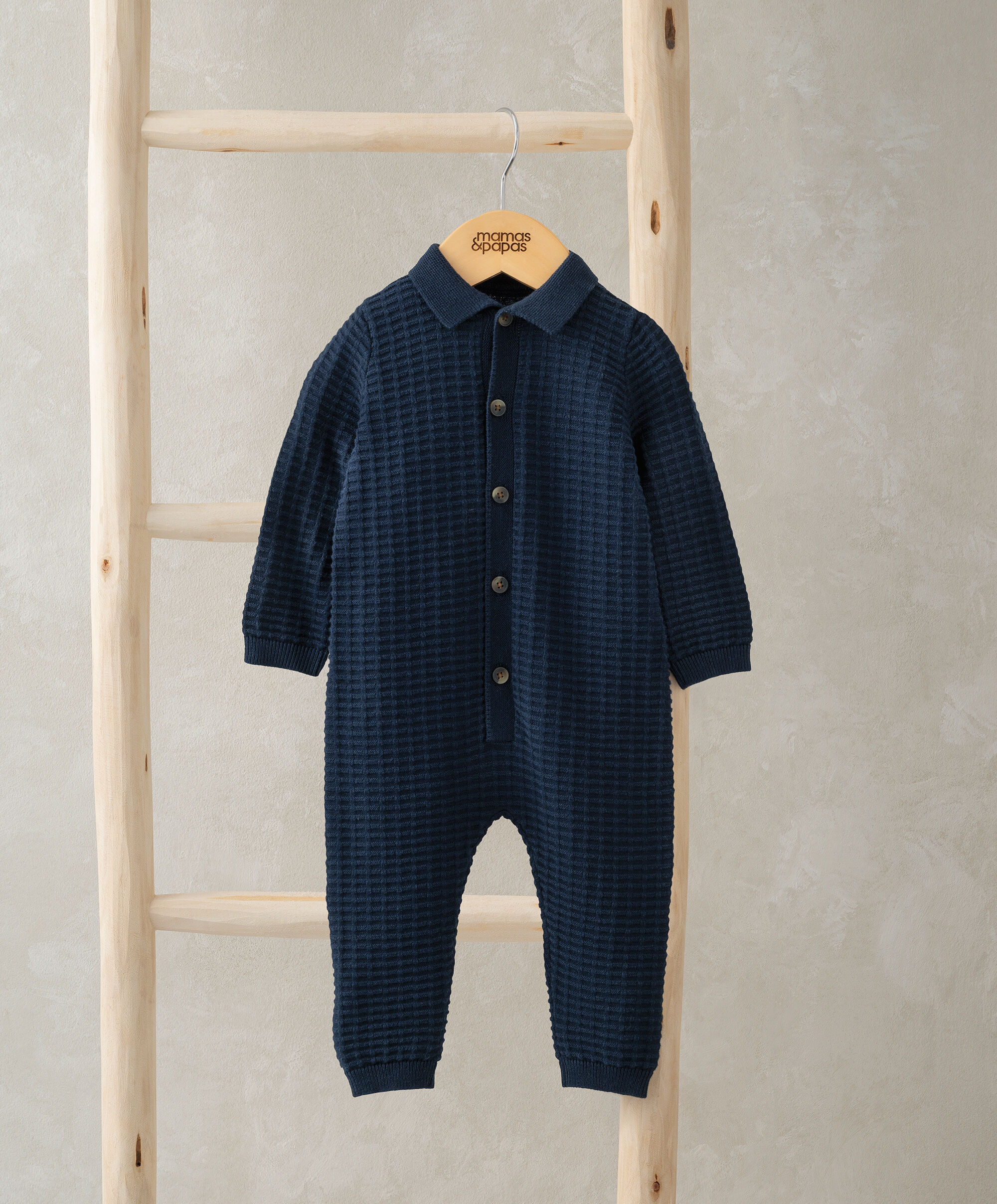 Knitted Romper - Navy image number 1