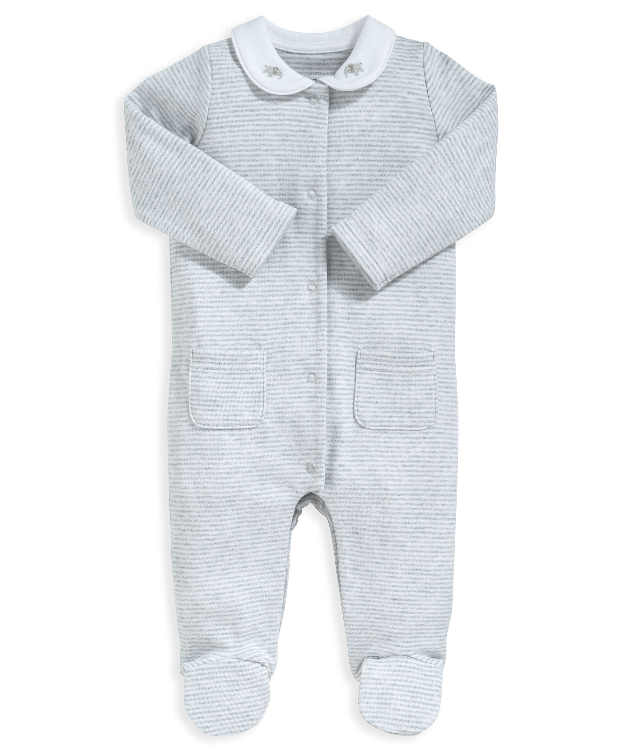 Stripe Collared Sleepsuit image number 1