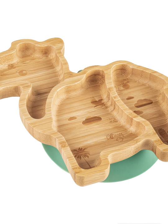 Citron Organic Bamboo Plate Suction + Spoon Camel Pastel Green image number 3