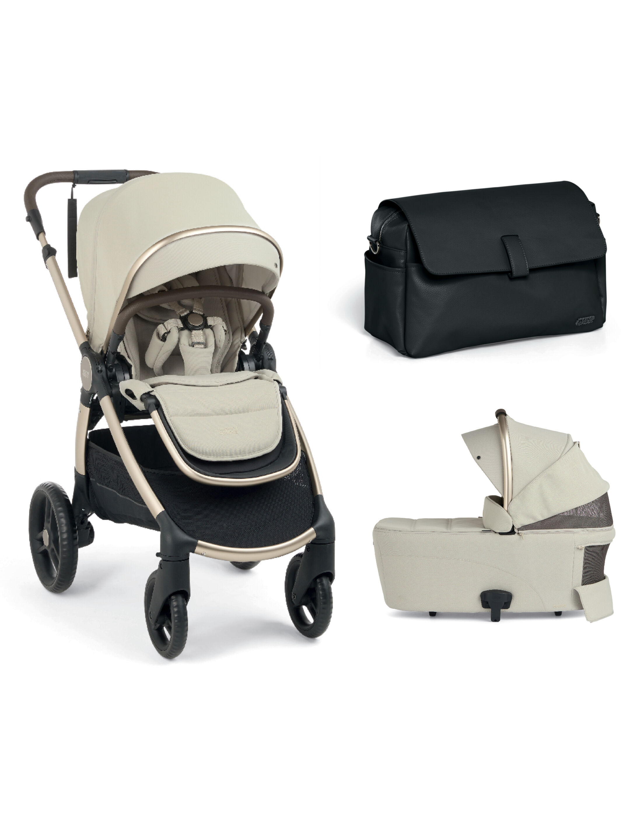 Ocarro 2 Pushchair and Carrycot Bundle with Stroller Organiser (3Pieces) - Shell image number 1