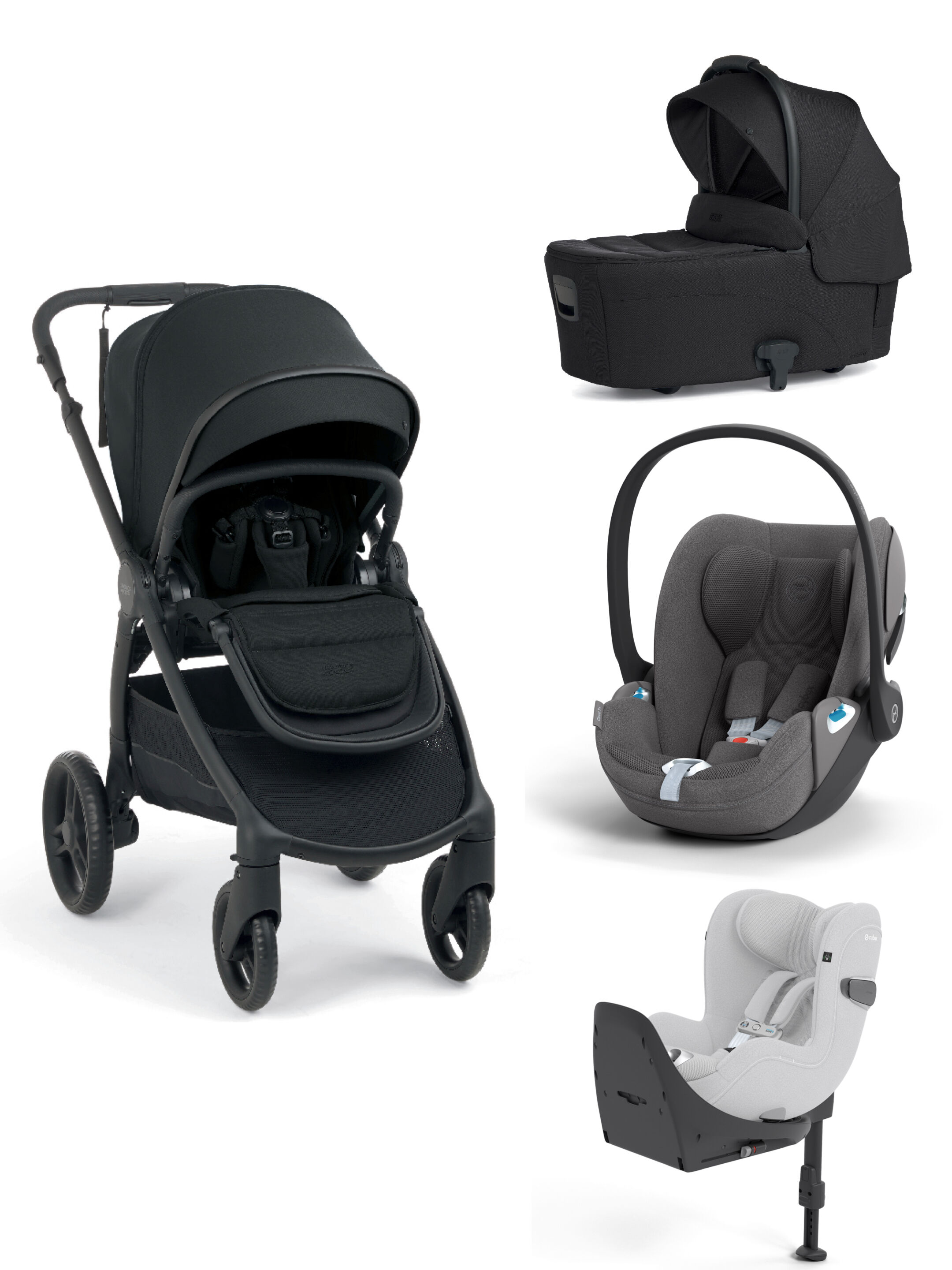 Ocarro 2 Pushchair and Carrycot Bundle with Cybex Cloud T i-Size Plus Car Seat and Base (4 Pieces) - Eclipse image number 1