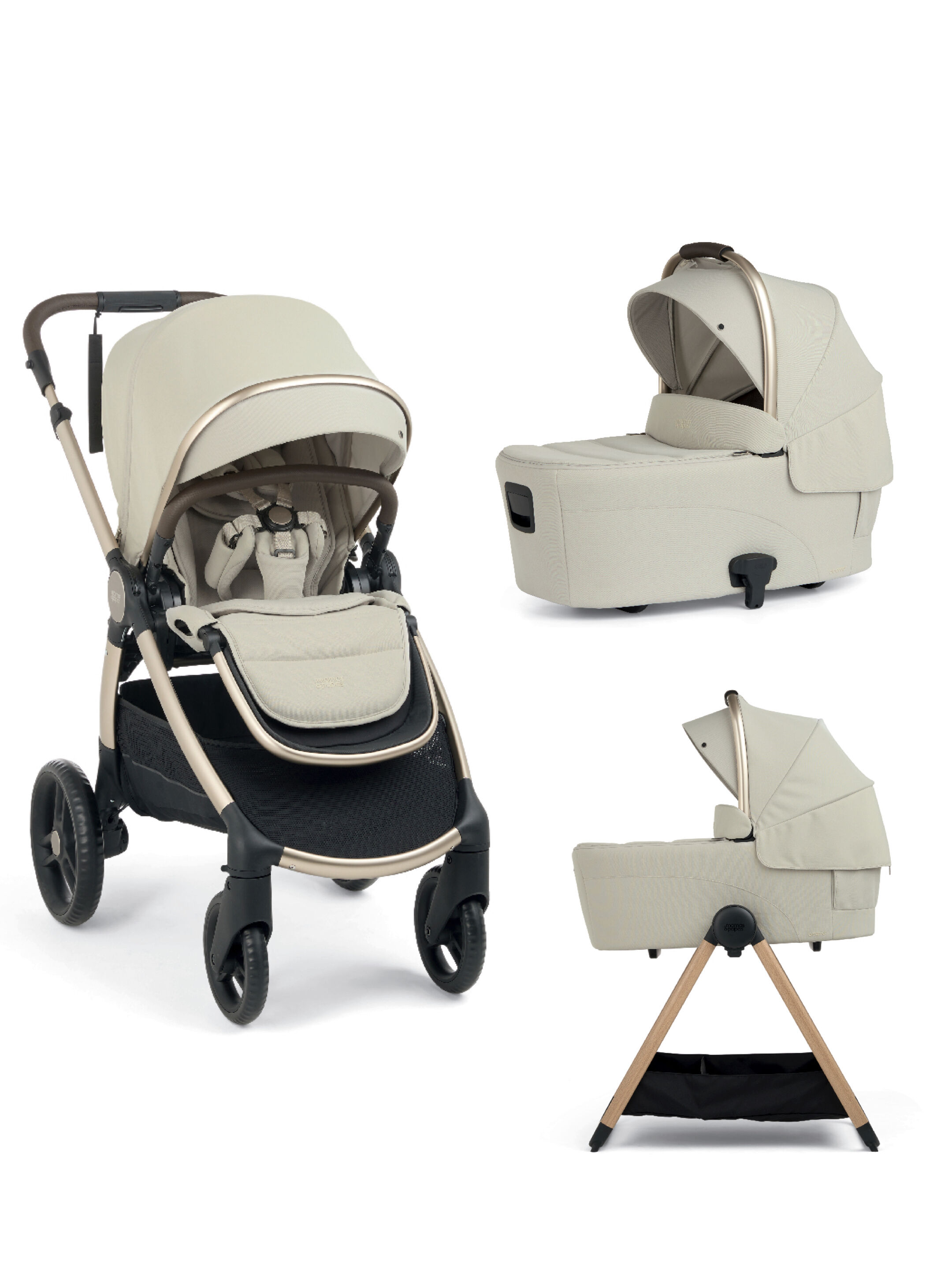 Ocarro 2 Pushchair and Carrycot Bundle with Stand (3-Pieces) &ndash; Shell image number 1