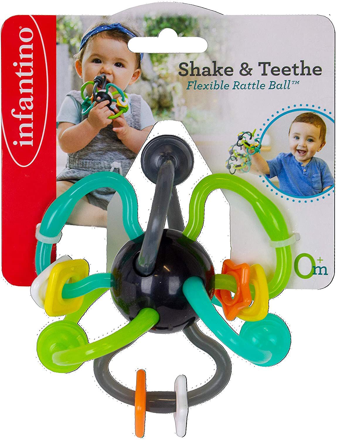 INFANTINO SHAKE & TEETHE FLEXIBLE RATTLE BALL image number 2