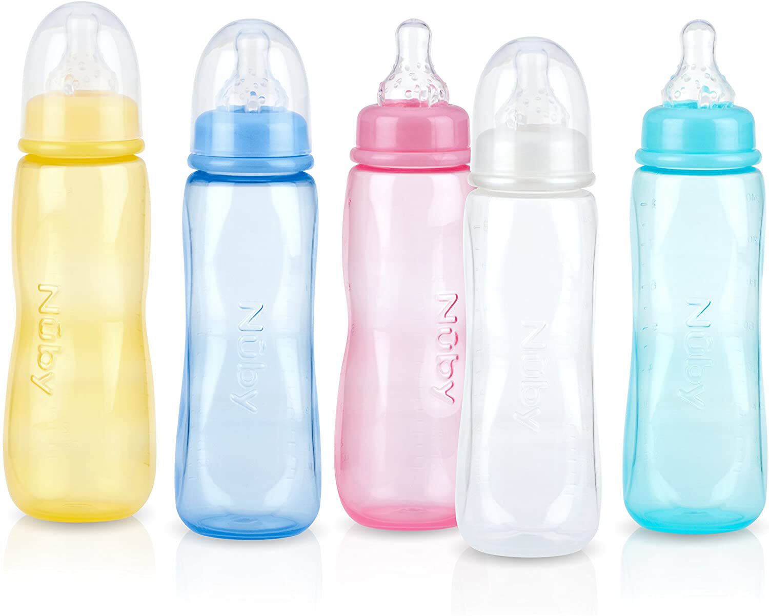 Buy Nuby Pastel feeding bottle with anti-colic nipple ,240 ml