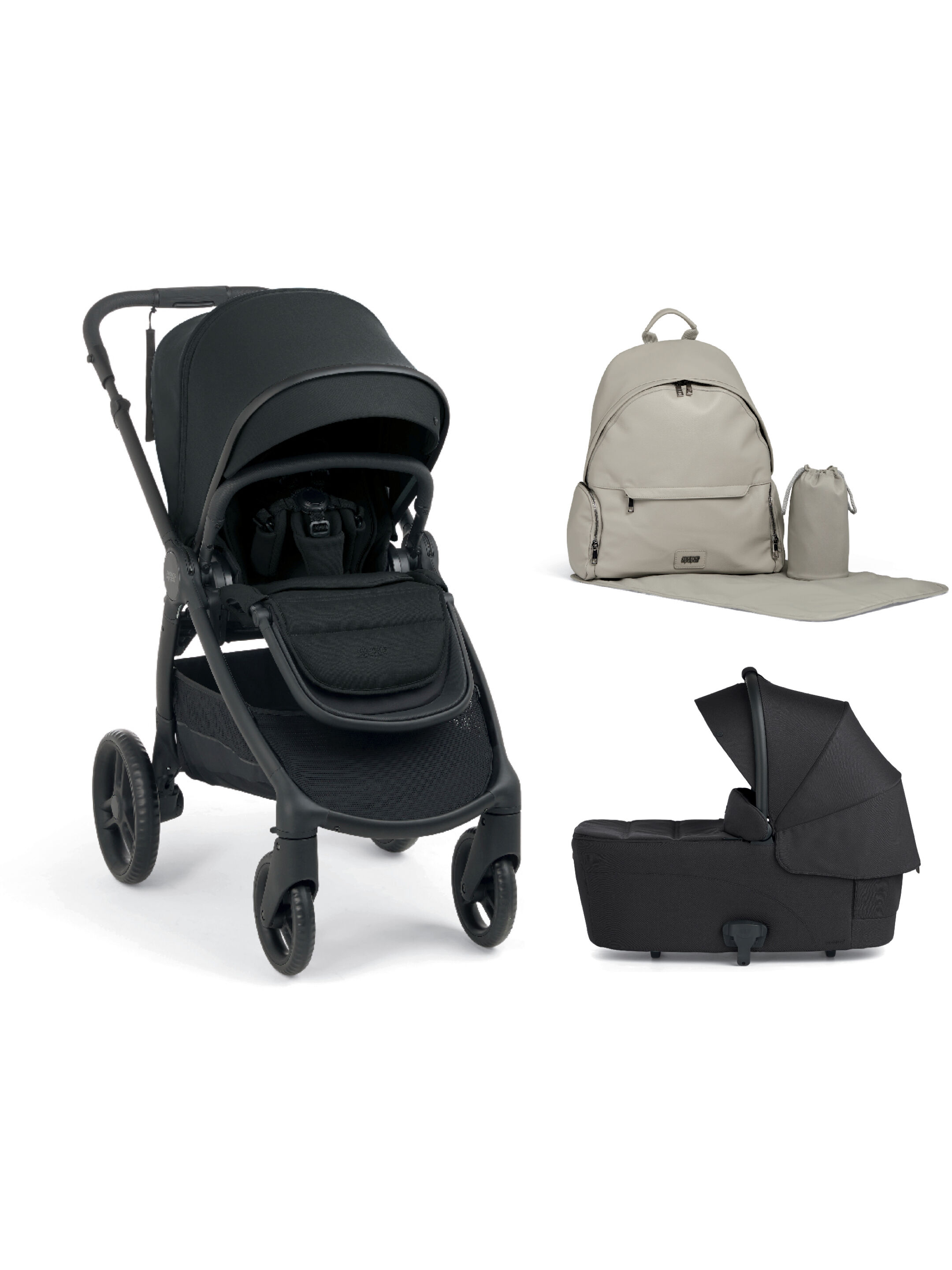Ocarro 2 Pushchair and Carrycot Bundle with Changing Backpack (3Pieces) - Eclipse image number 1
