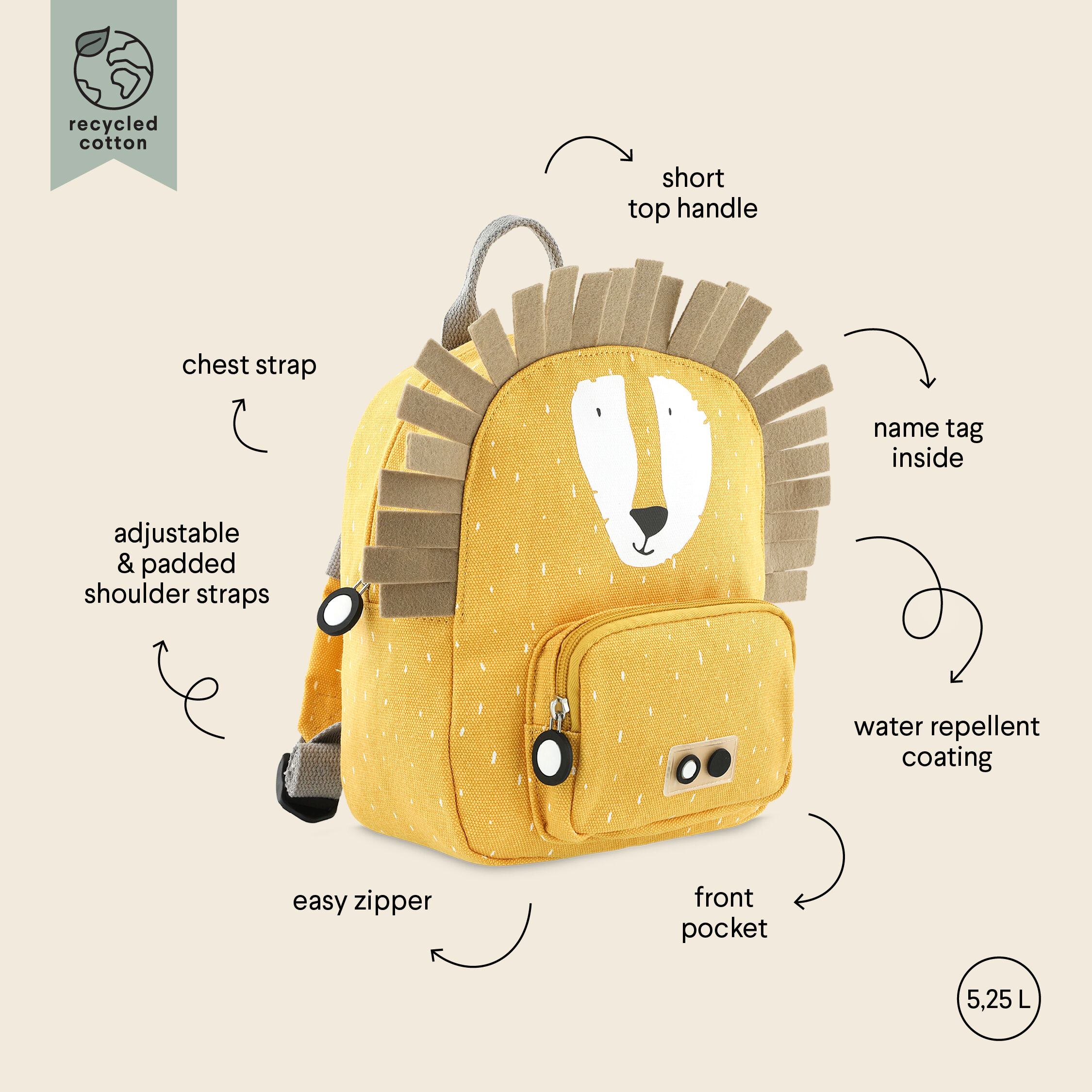 Trixie Backpack Small Mr. Lion - Yellow image number 6