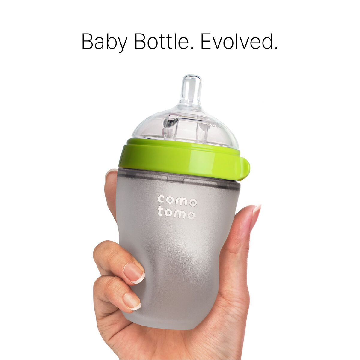 Comotomo Natural Feel Baby Feeding Bottle Green & White - 2 pcs x 250 ml image number 2