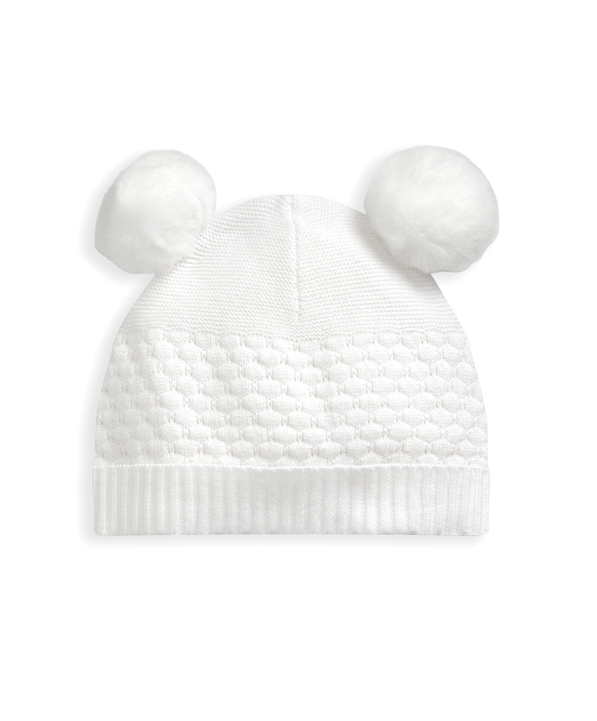 White Knitted Pom Hat image number 1