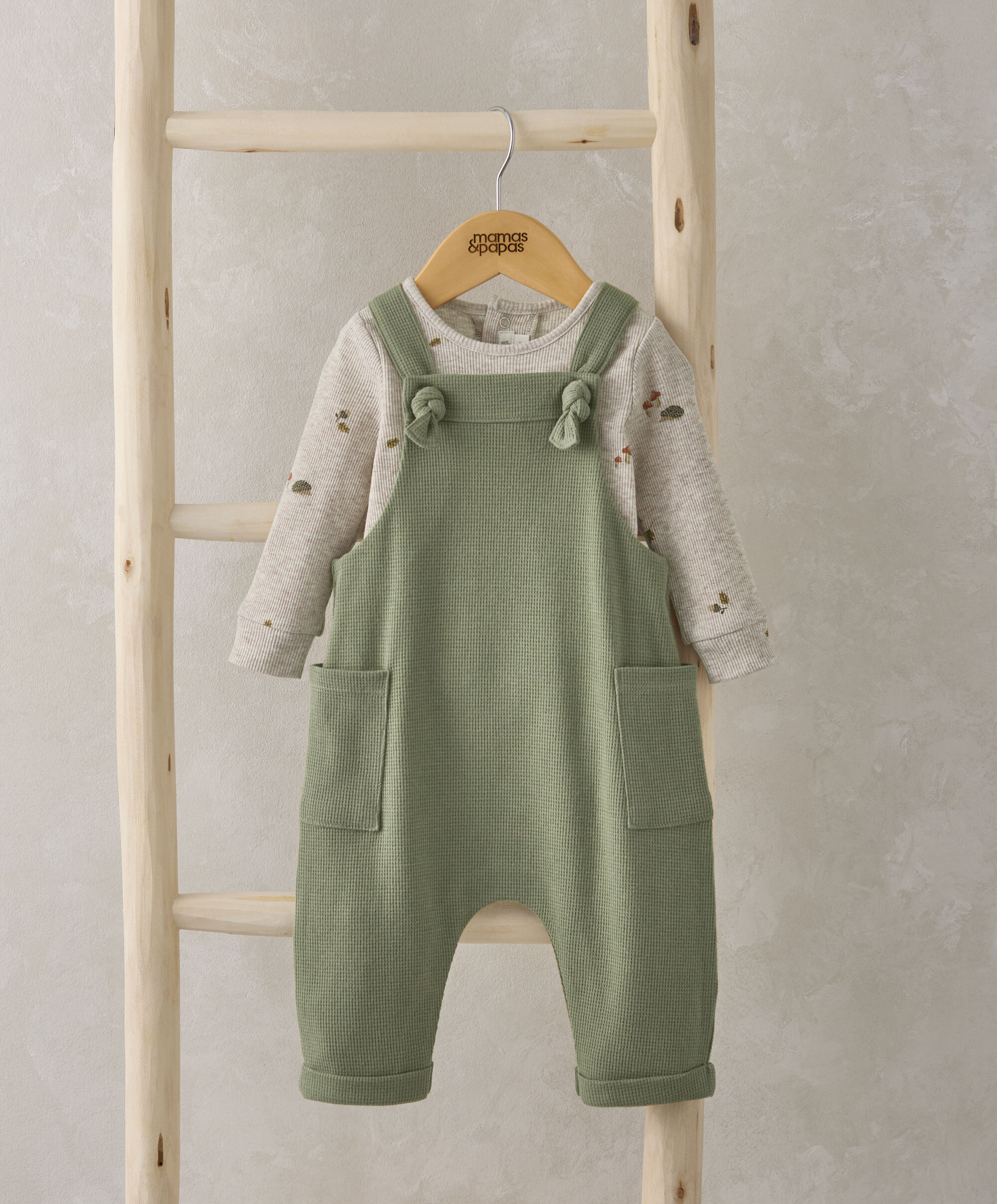 2 Piece Dungarees & Bodysuit Set - Green image number 1
