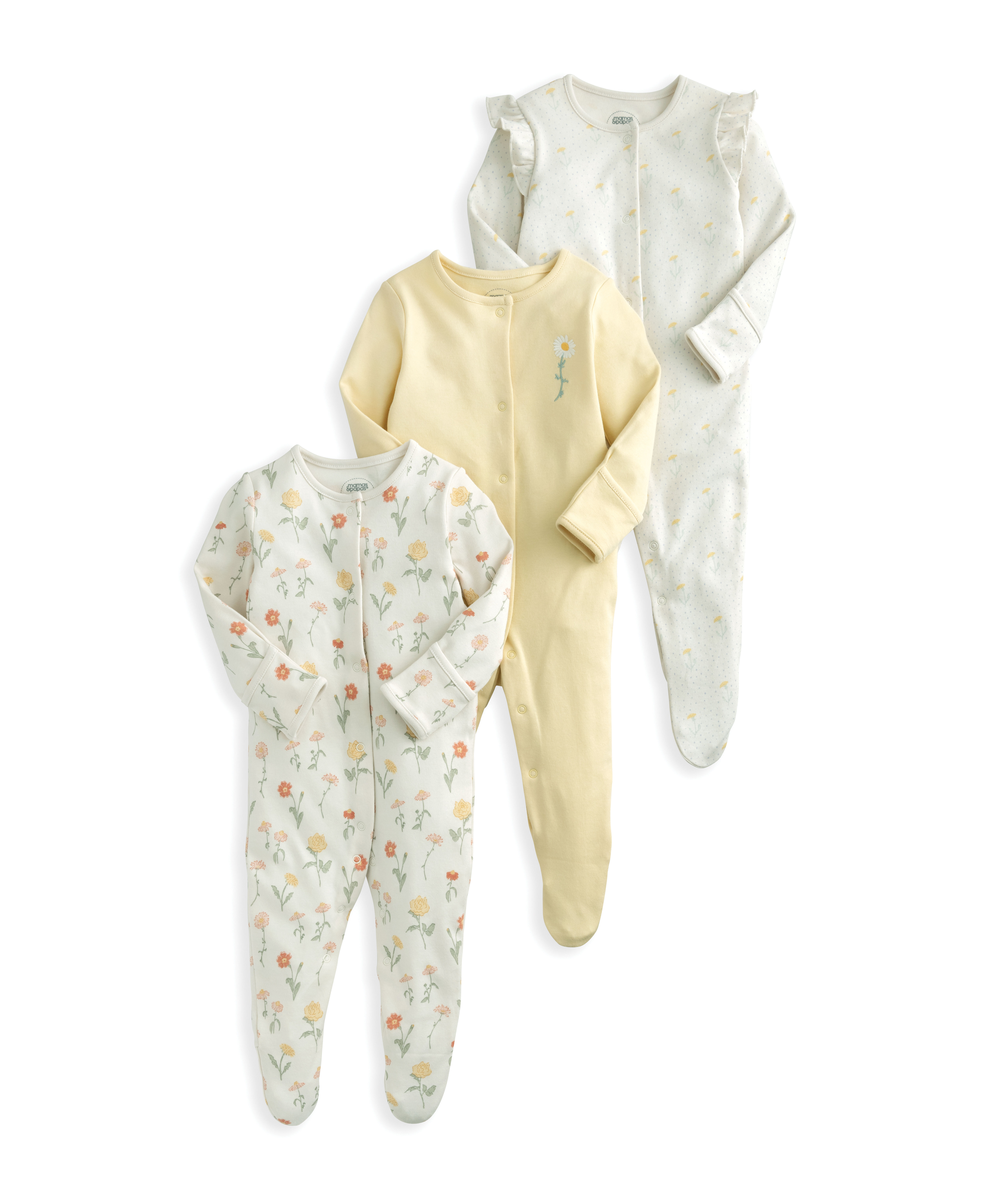 3 Pack Healing Florals Sleepsuits image number 2