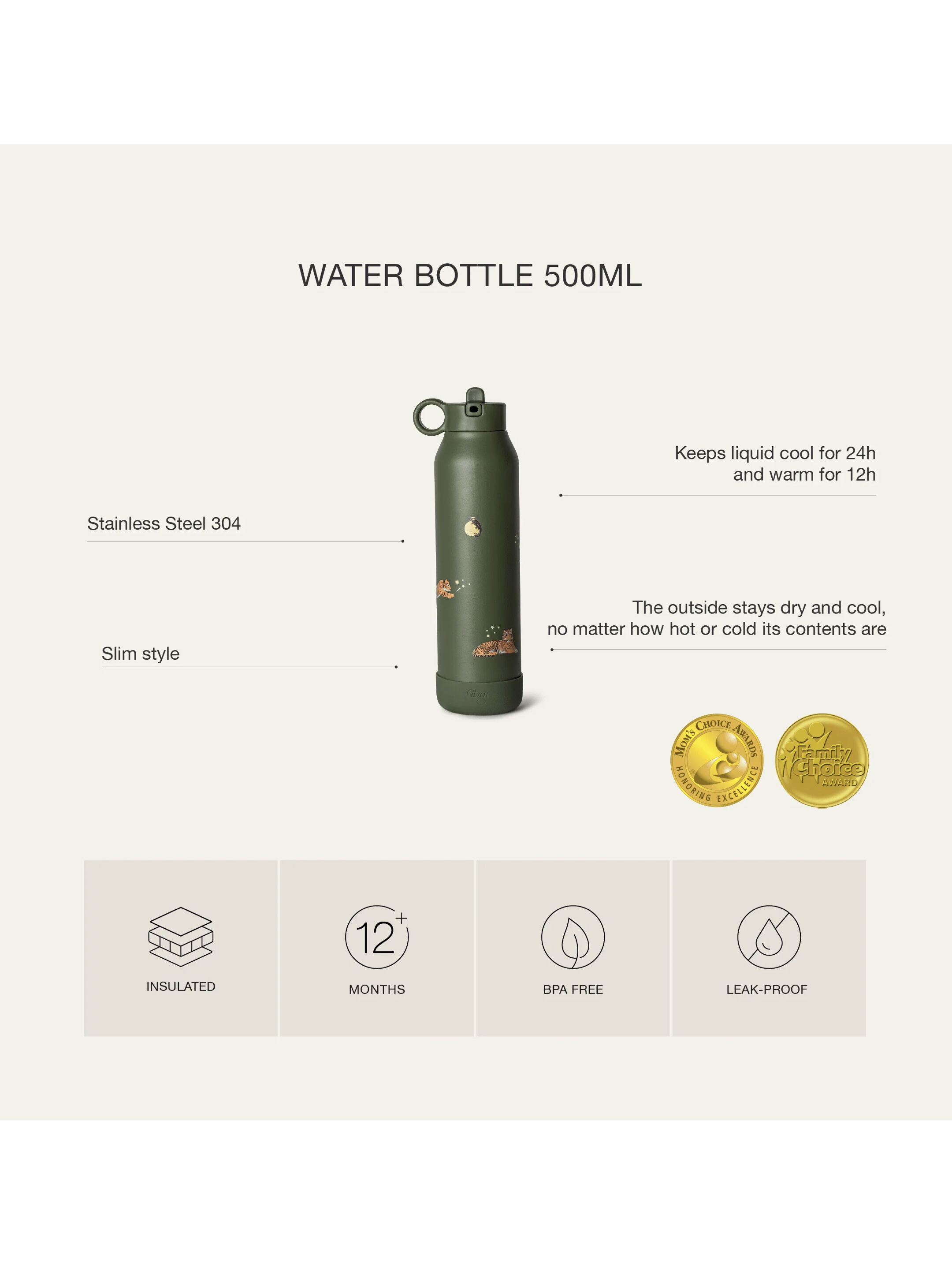 Citron Medium Water Bottle&nbsp;- 500ml - Ballerina image number 6