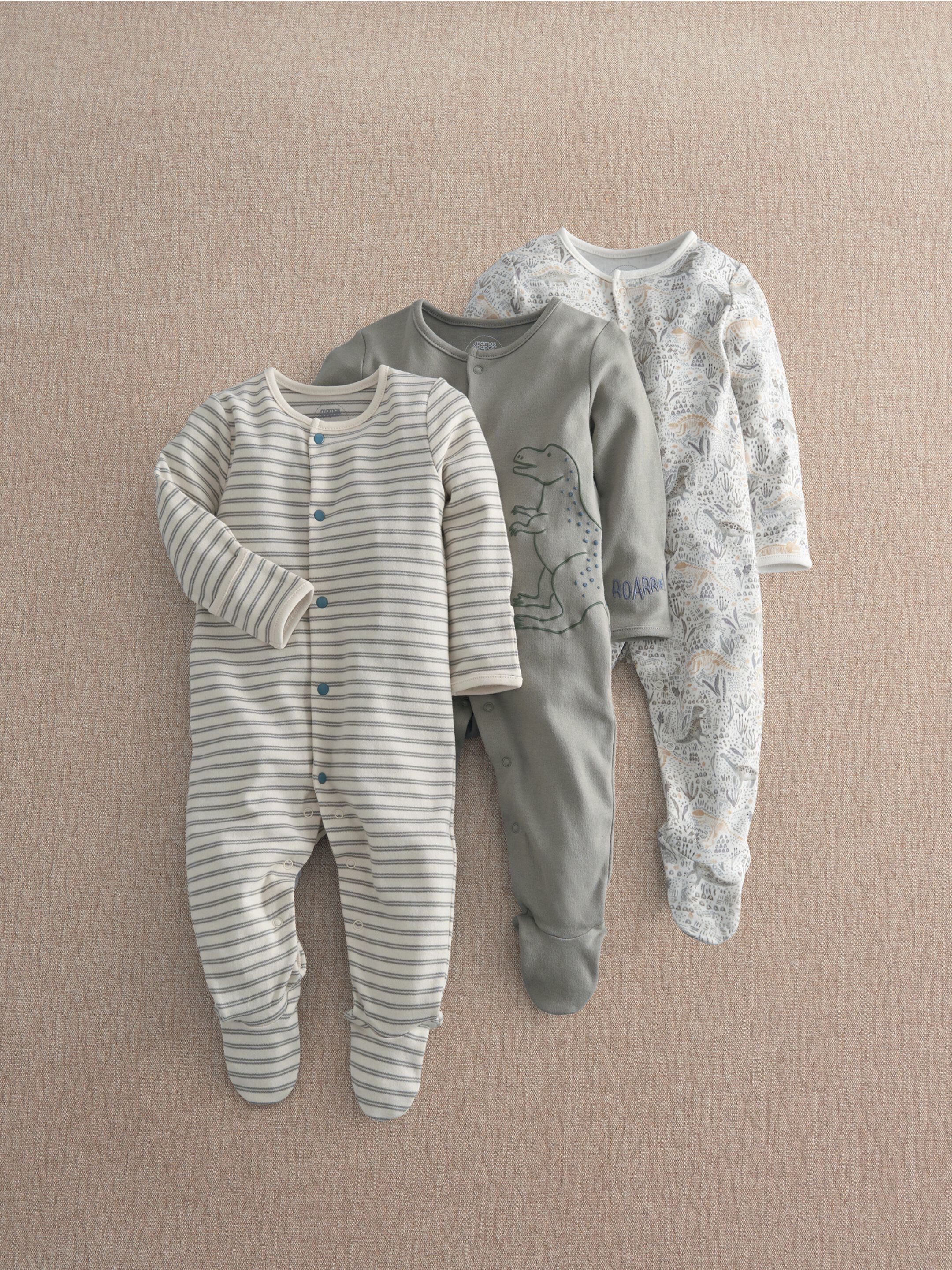 3Pk Born to Roar Sleepsuits image number 1