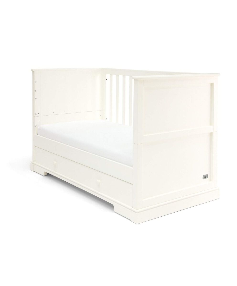 Oxford Wooden Cot & Toddler Bed with Storage - White image number 2
