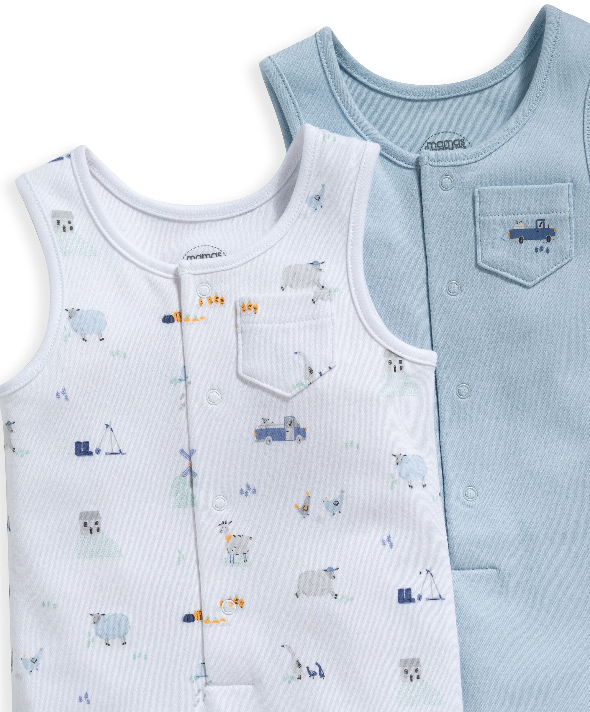 2 Pack Blue S/l Rompers image number 2