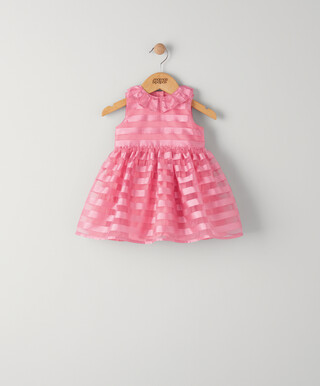 Pink Organza Stripe Dress