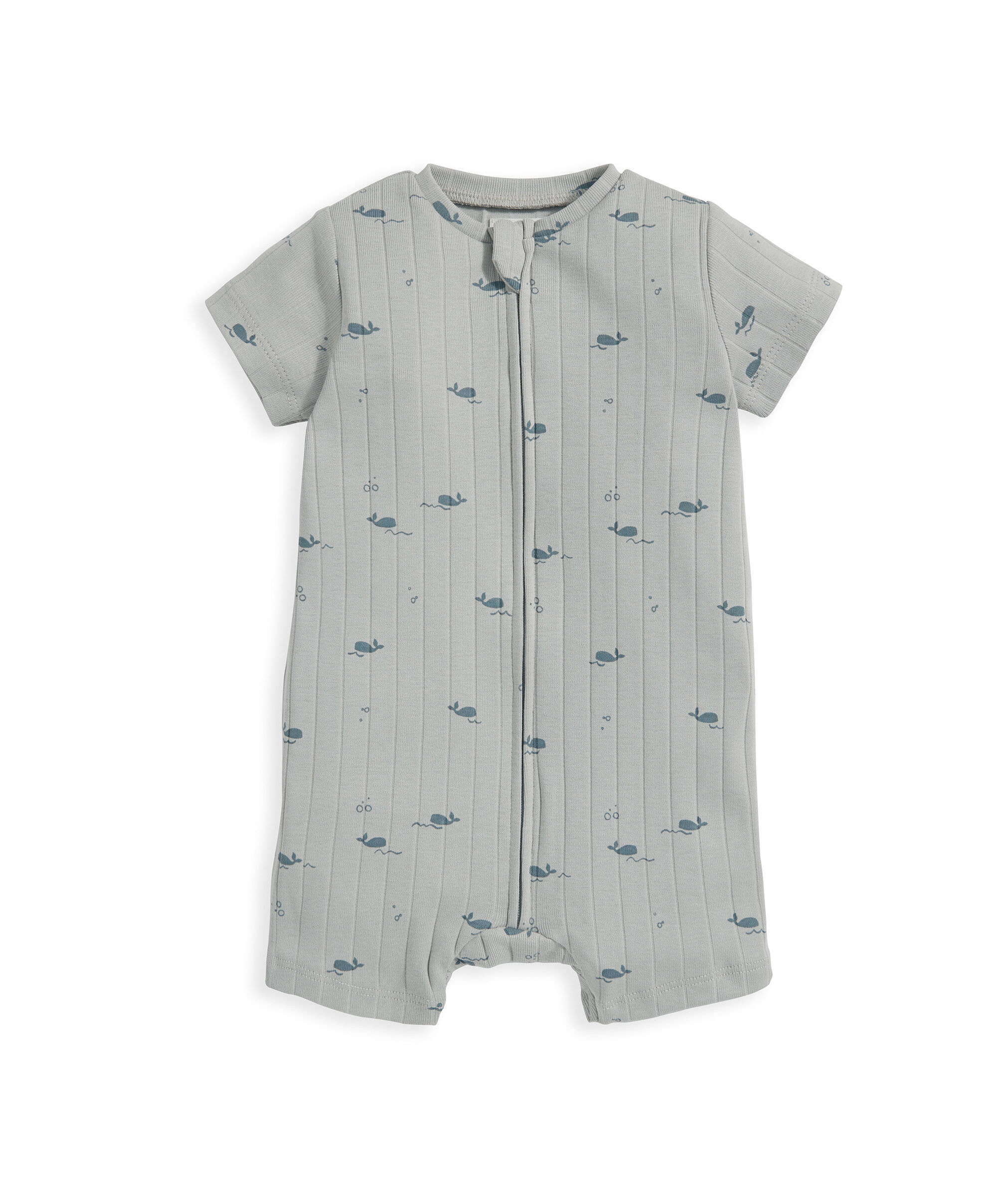 Whale Shortie Zip Romper - Green image number 2