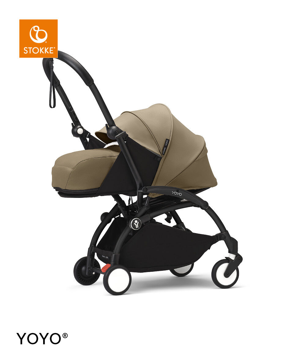 Stokke YOYO3 Black Frame with 0+ Newborn Pack - Toffee & Cup Holder (3 Pieces) image number 1