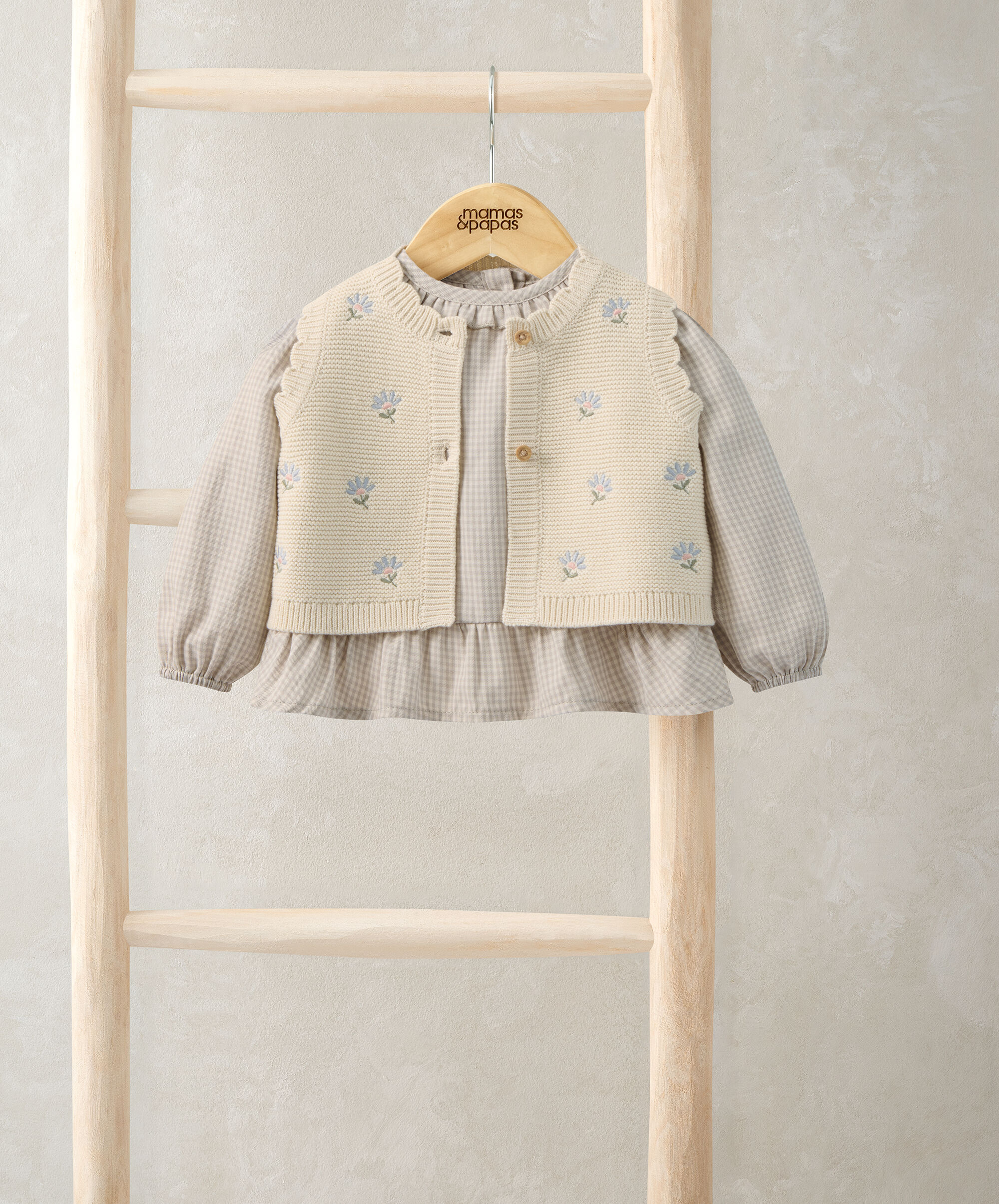 Knitted Girls Waistcoat & Top Set image number 3