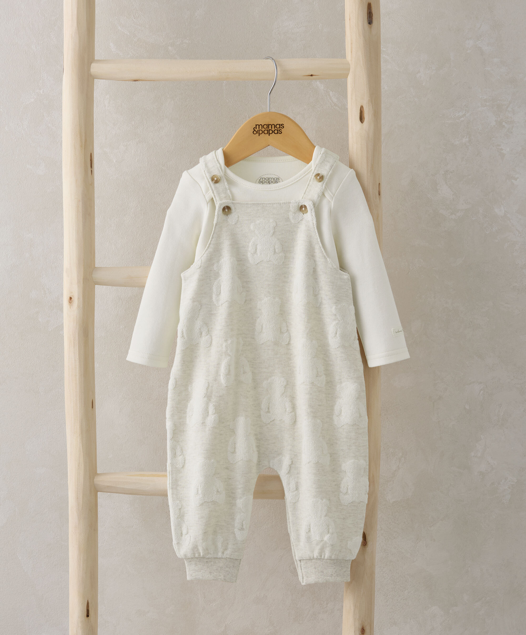 Dungarees & Bodysuit Outfit set - Teddy Bear image number 1