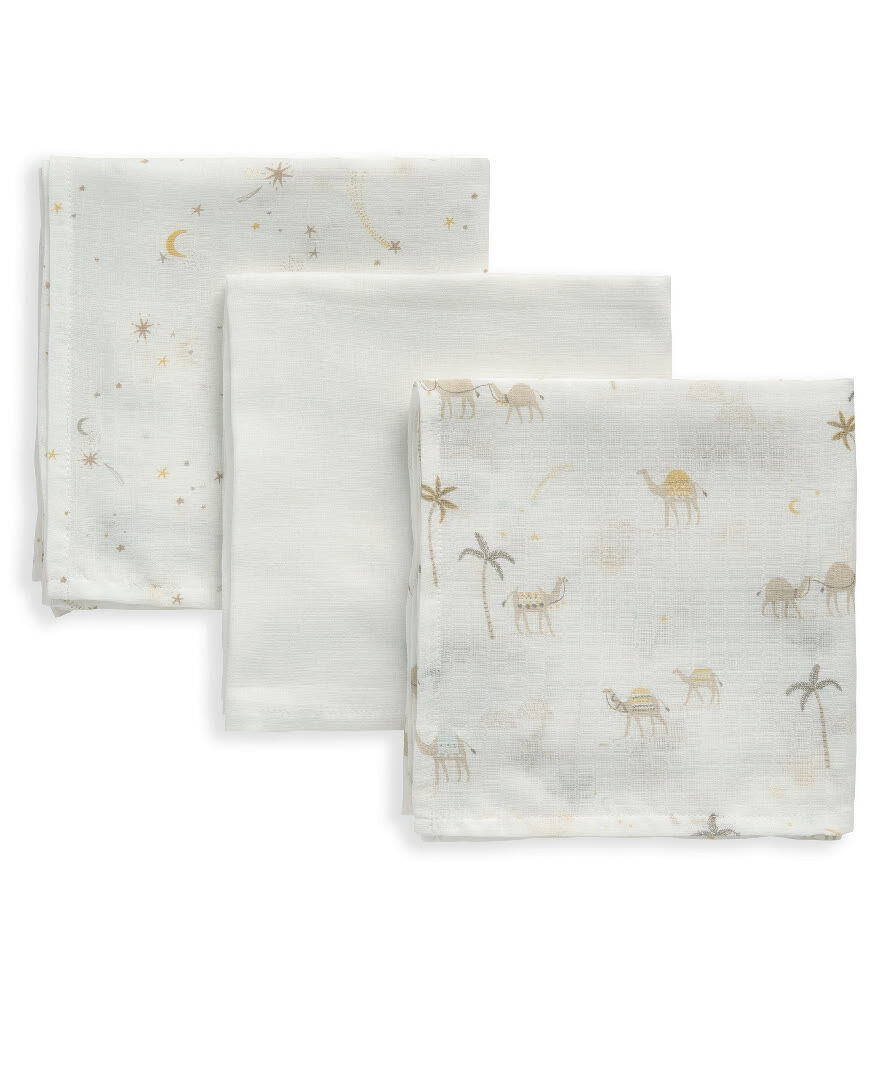 3 Pack Muslin Squares Camel Neutral image number 1