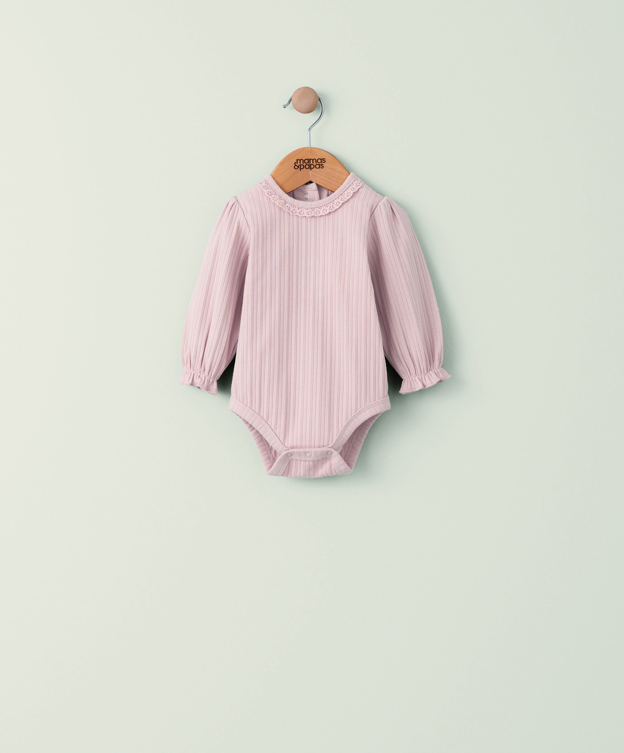 Pink Lace Trim Bodysuit image number 1