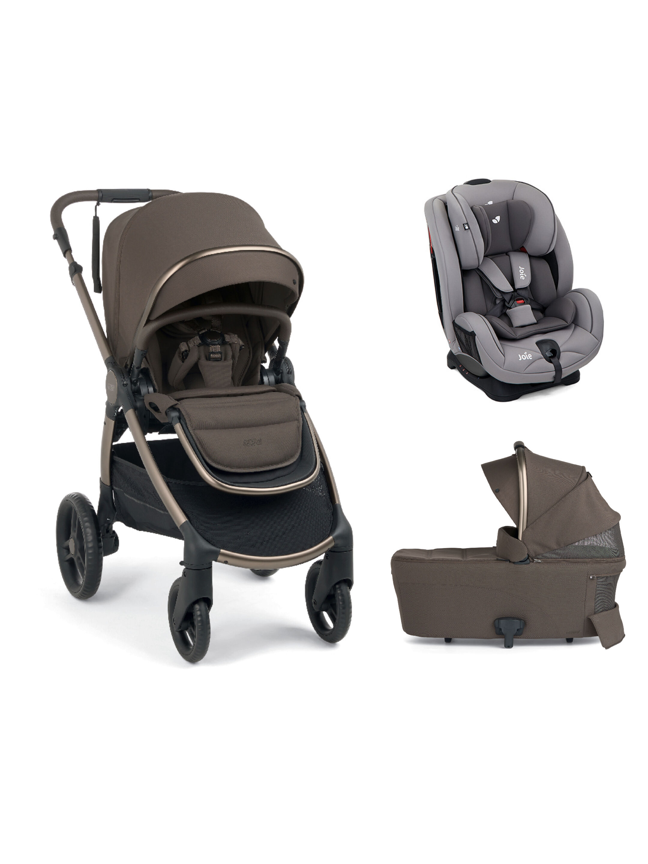 Ocarro 2 Pushchair and Carrycot Bundle with Joie Stages Car Seat (3 Pieces) - Crema image number 1