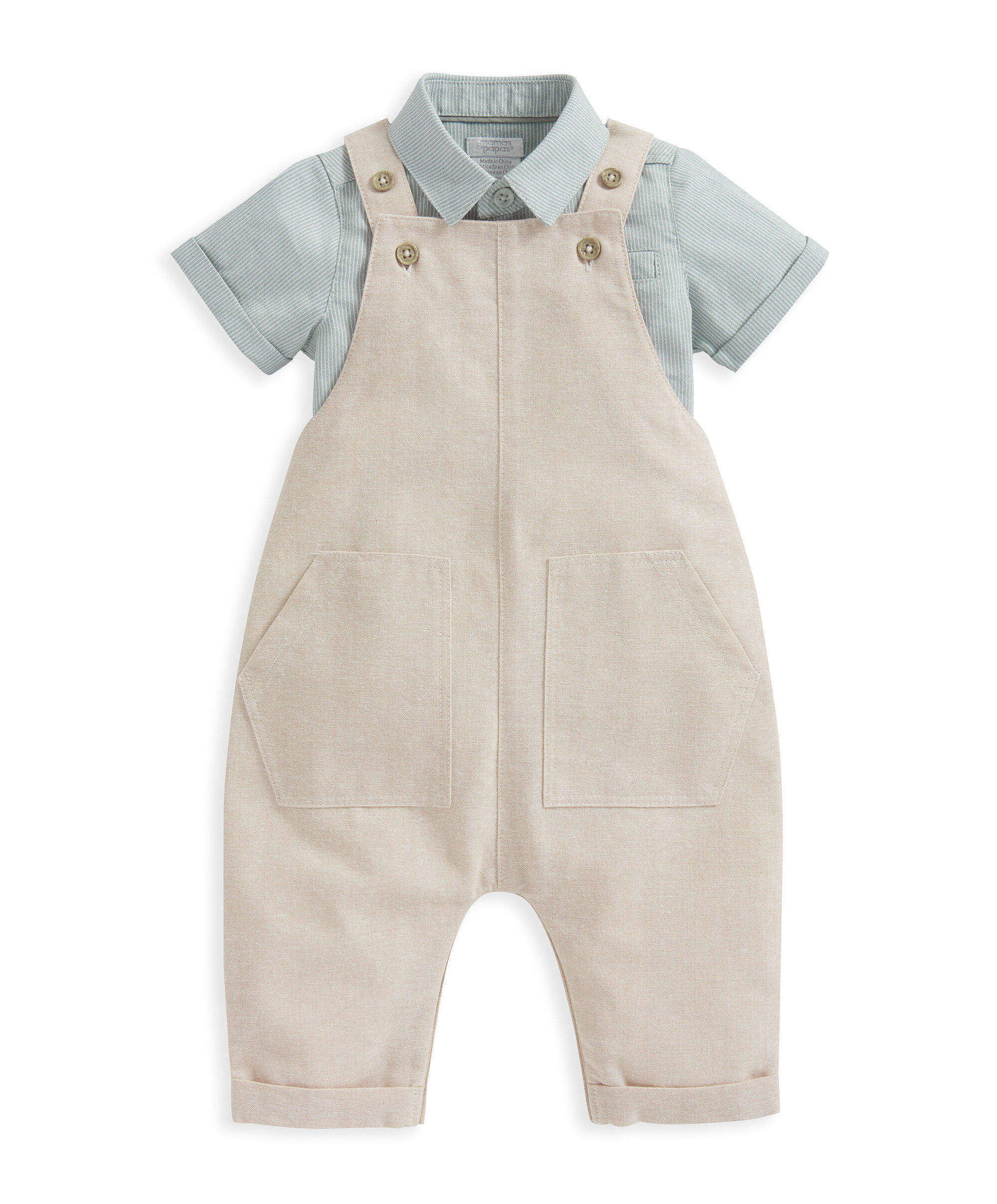 Stripe Shirt & Dungaree - 2 Piece Set image number 2