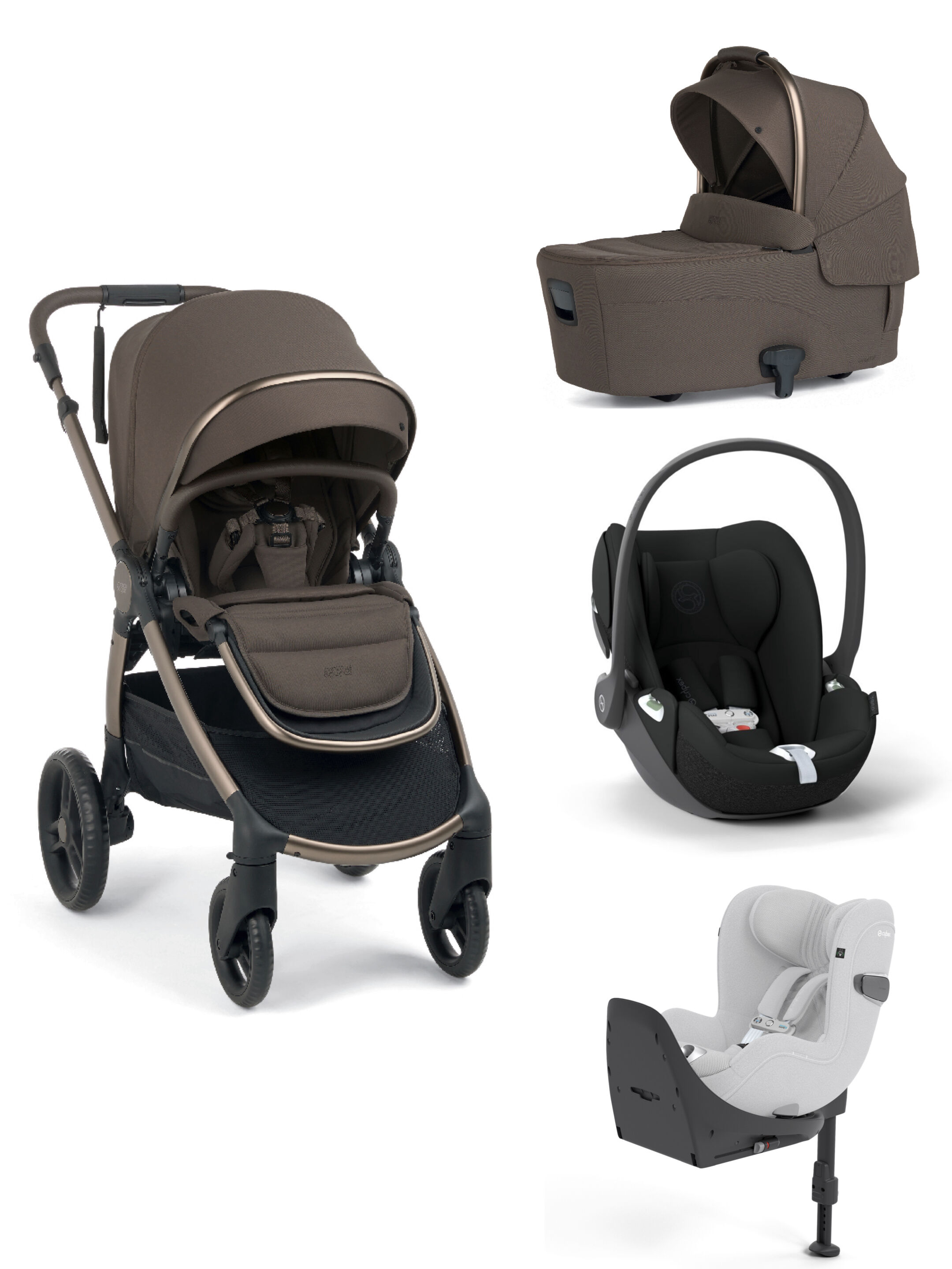Ocarro 2 Pushchair and Carrycot Bundle with Cybex Cloud T i-Size Infant Car Seat and Base (4 Pieces) - Crema image number 1