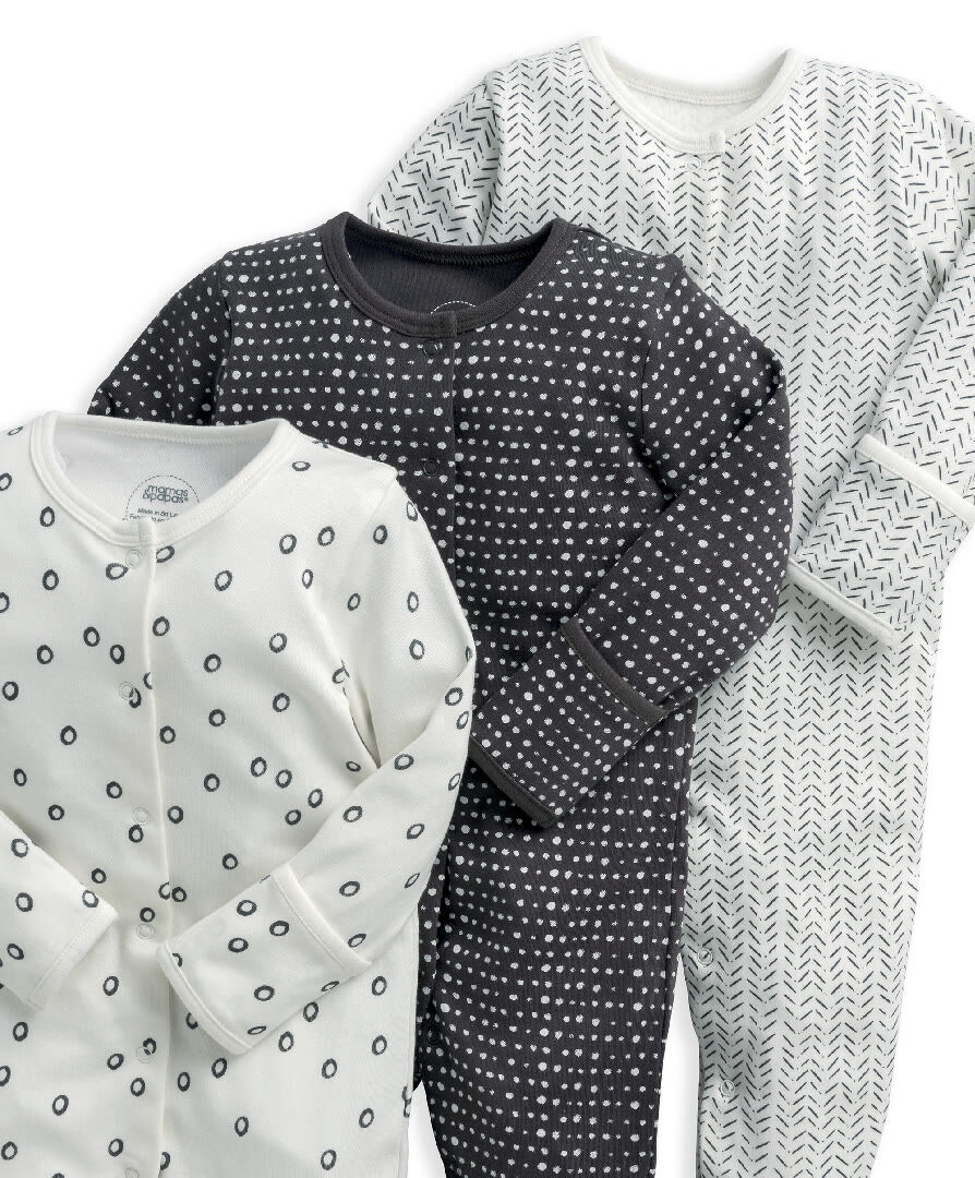 Monochrome Sleepsuits 3 Pack image number 3