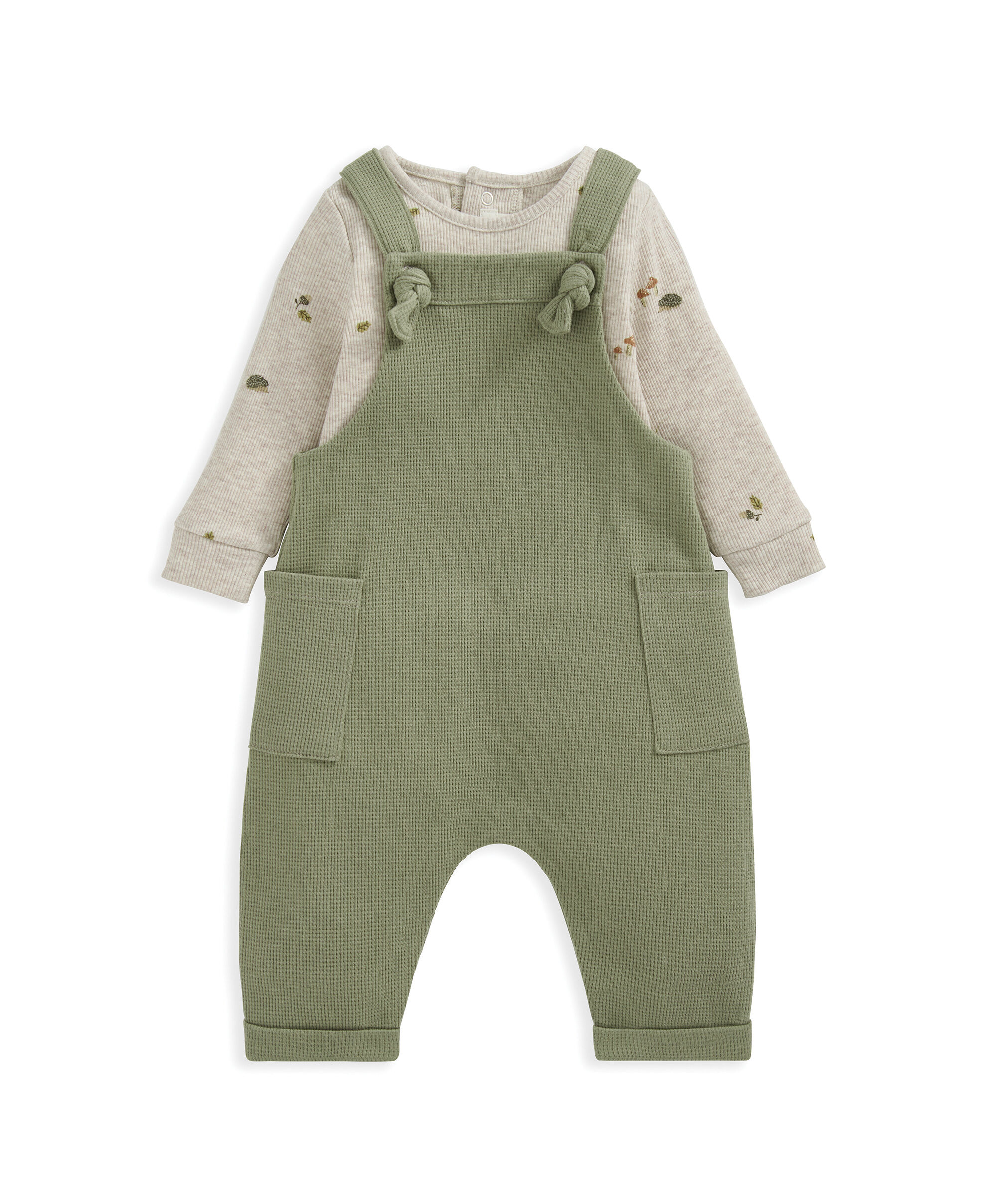 2 Piece Dungarees & Bodysuit Set - Green image number 4