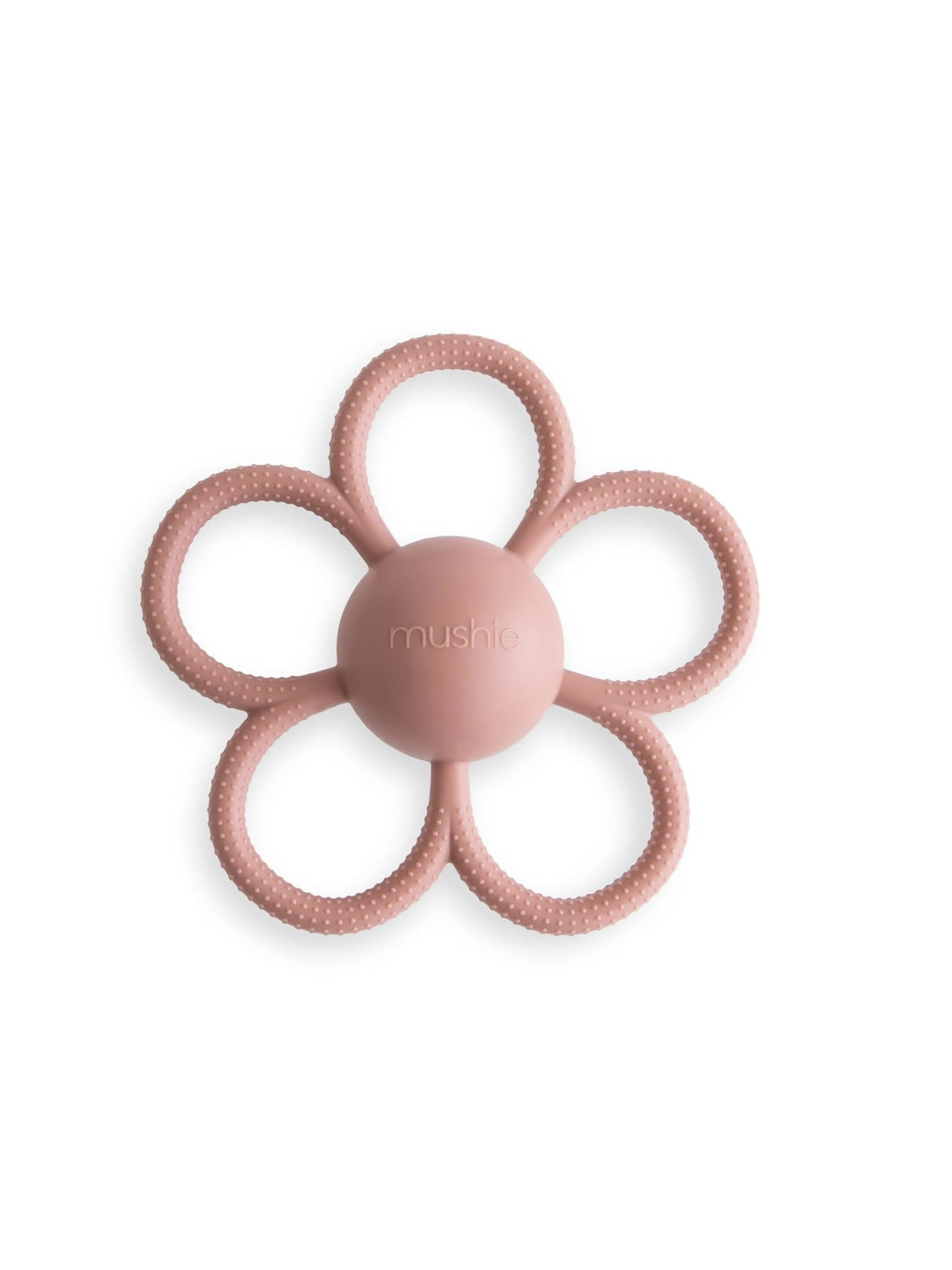Mushie Daisy Rattle Teether (Dusty Rose) image number 1
