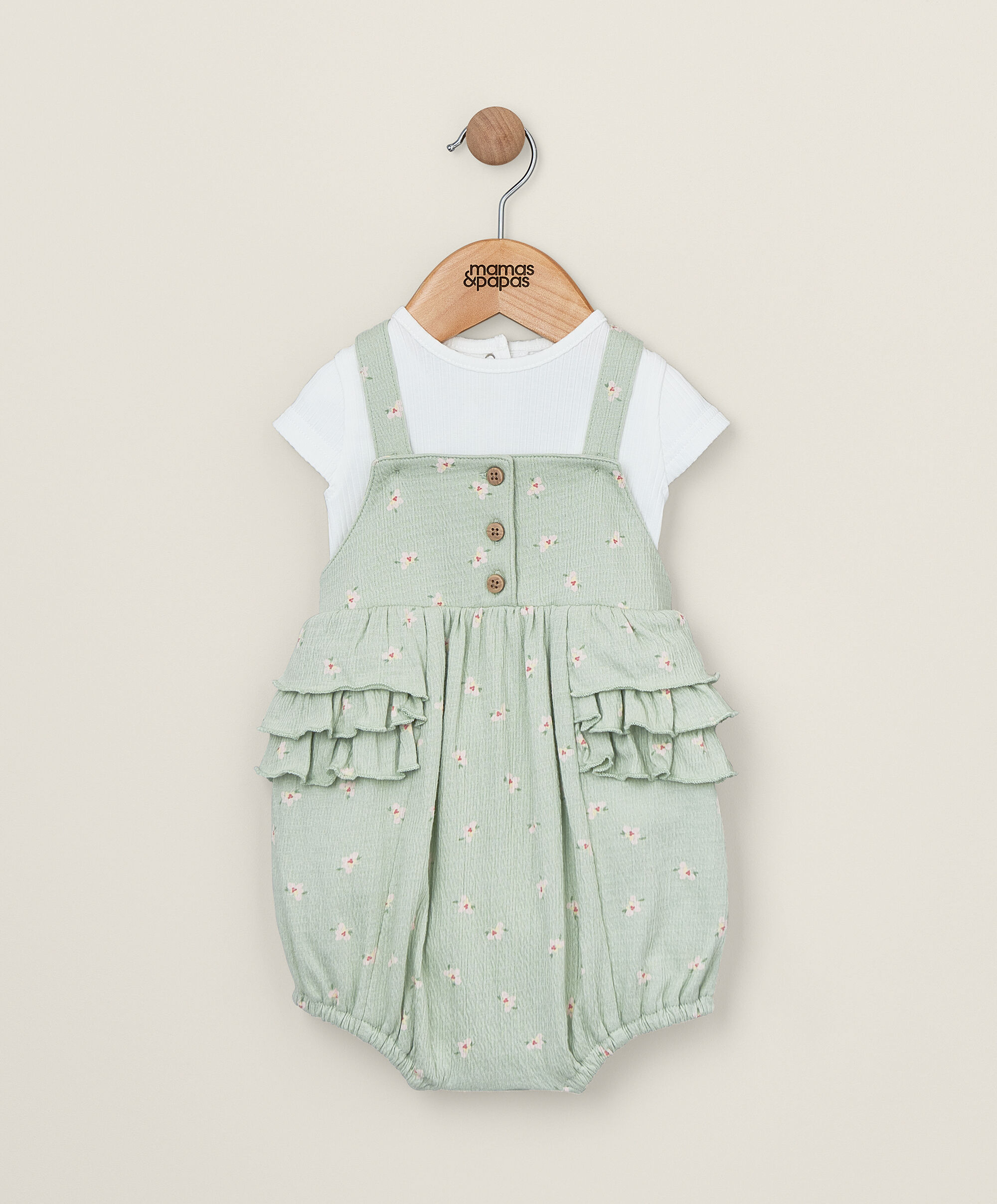 2 Piece Hibiscus Bodysuit & Shortie Romper image number 1