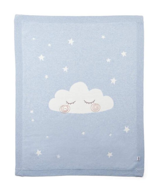 Knitted Cloud Blanket - Blue image number 1