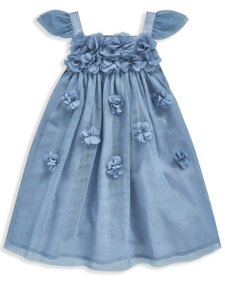 Blue Corsage Flower Dress