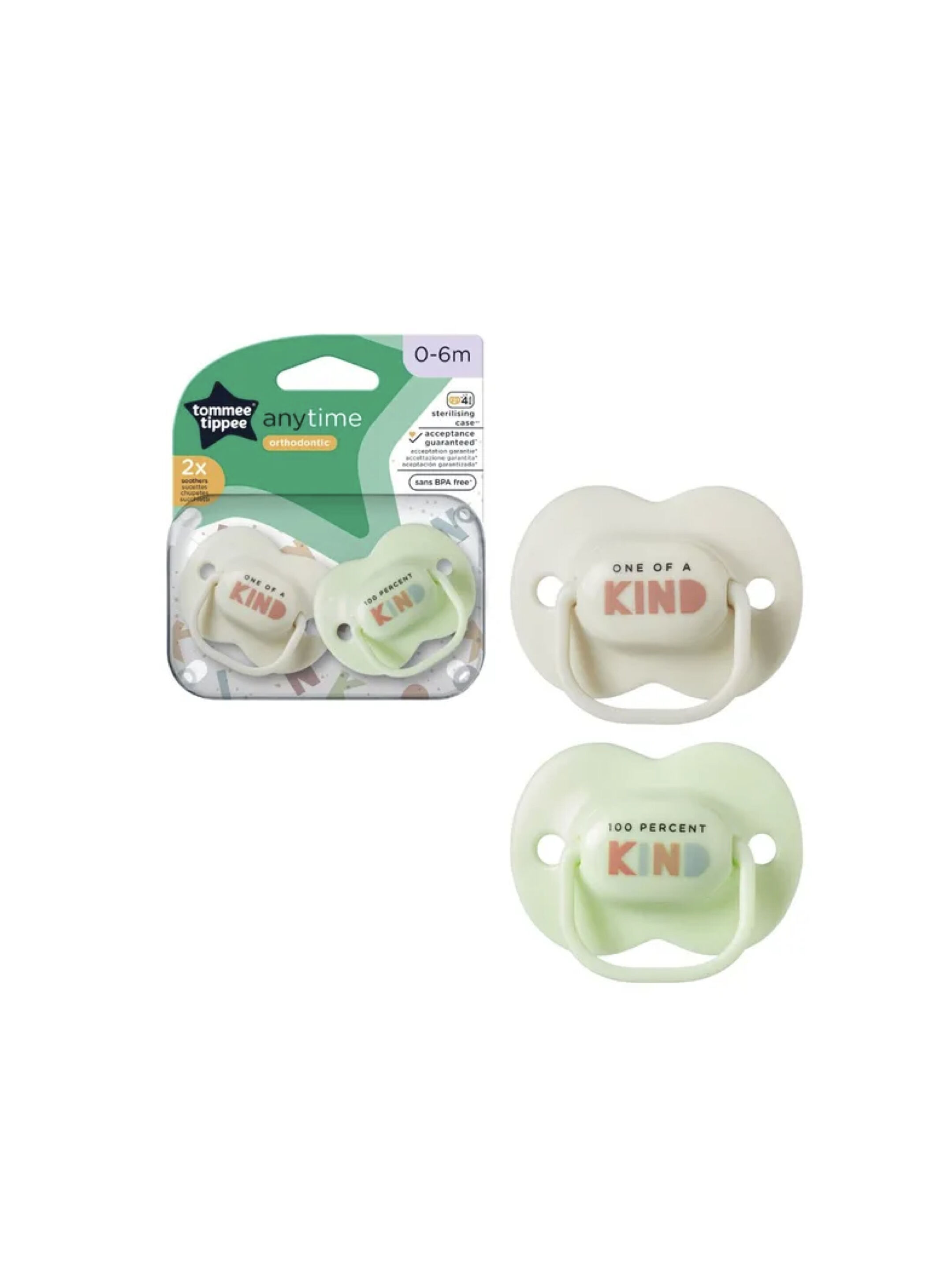 Tommee Tippee Closer to Nature Any Time Soothers 0-6 months (2 Pack) - White image number 1