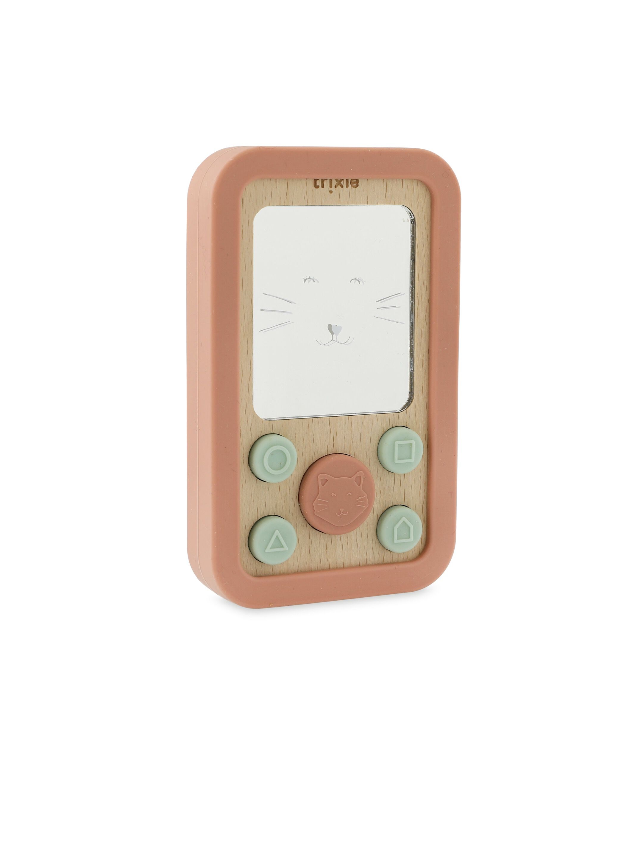 Trixie Wooden silicone baby phone Mrs. Cat - Pink image number 1