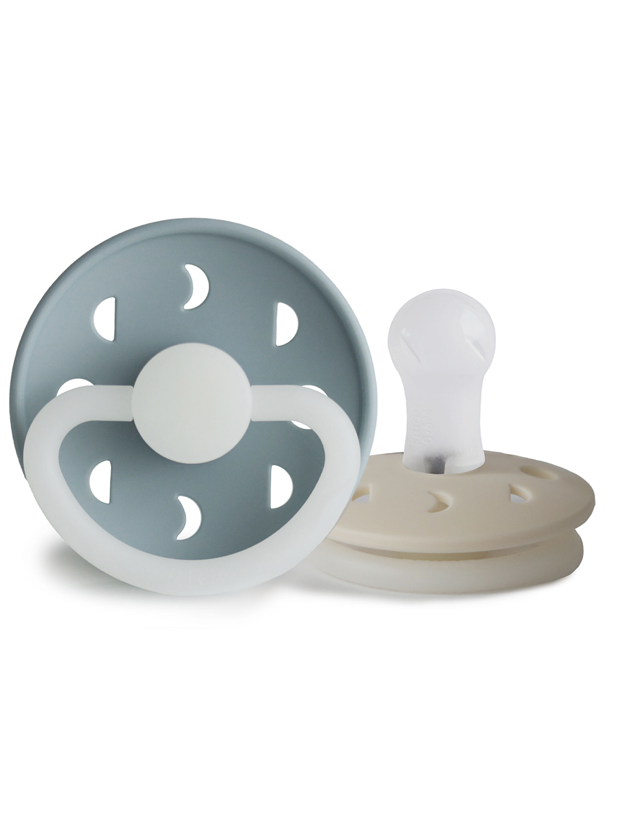 FRIGG Moon Phase Silicone Baby Pacifier 0-6M 2-Pack Stone Blue Night/Cream Night - Size 1 image number 2