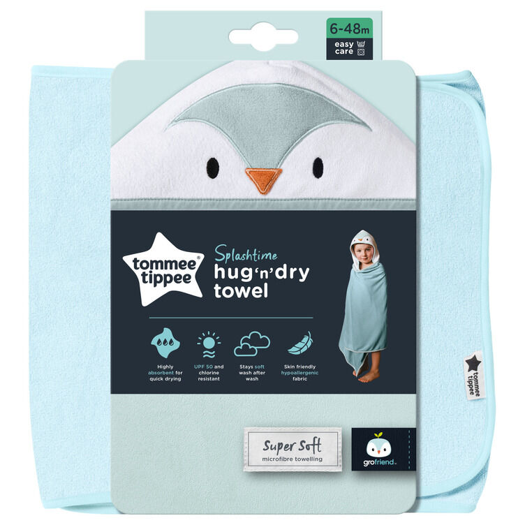 Tommee Tippee Splashtime Hug N Dry Hooded Towel - Blue image number 3