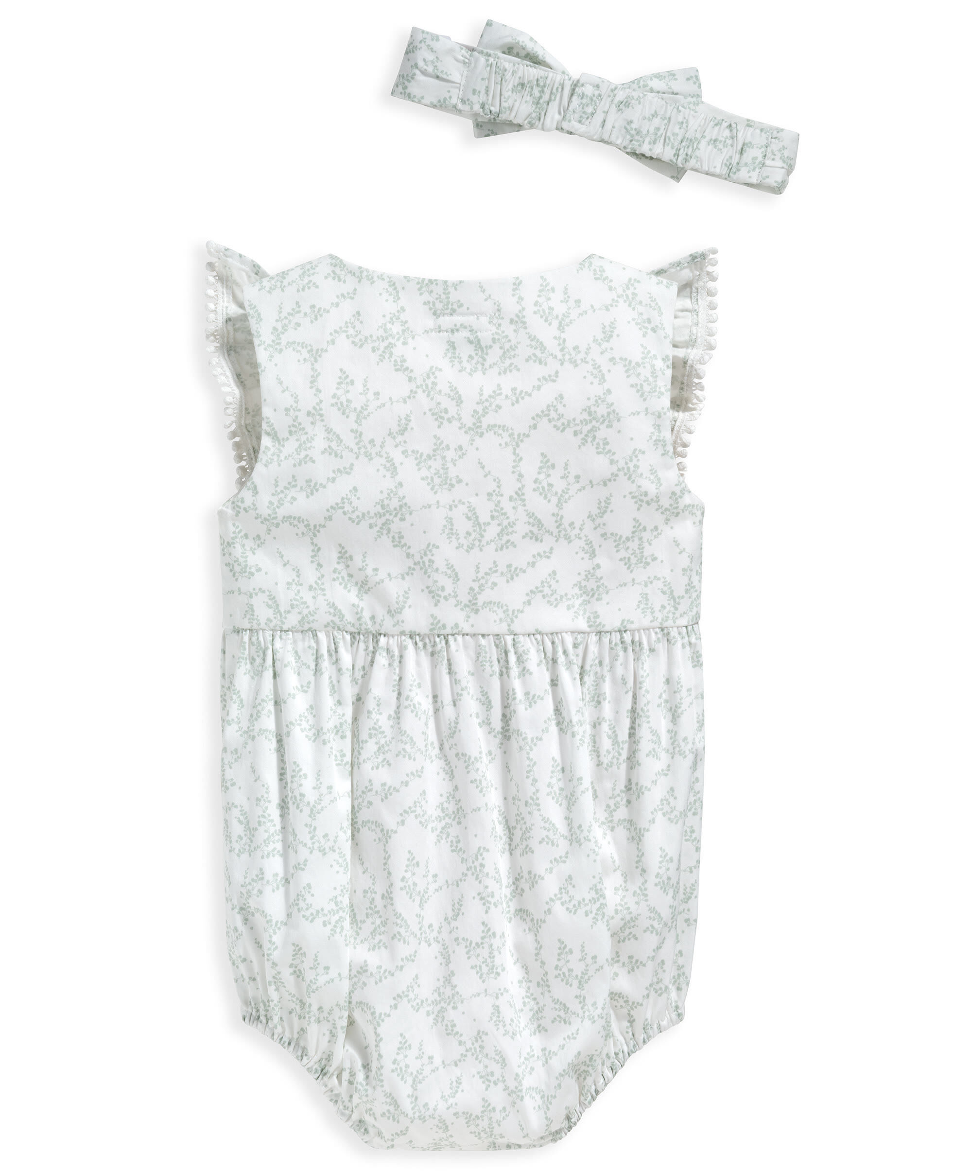 Sprig Print Romper & Headband - Cream image number 2