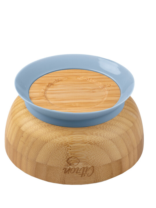 Citron Organic Bamboo Bowl 300ml Suction + Spoon Dusty Blue image number 3