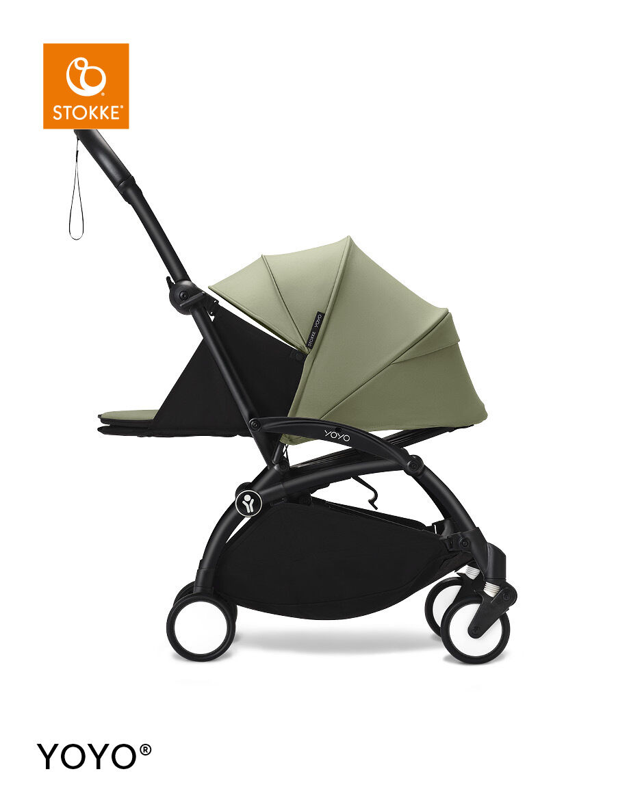 Stokke YOYO3 Black Frame with 0+ Newborn Pack - Olive & Cup Holder (3 Pieces) image number 3