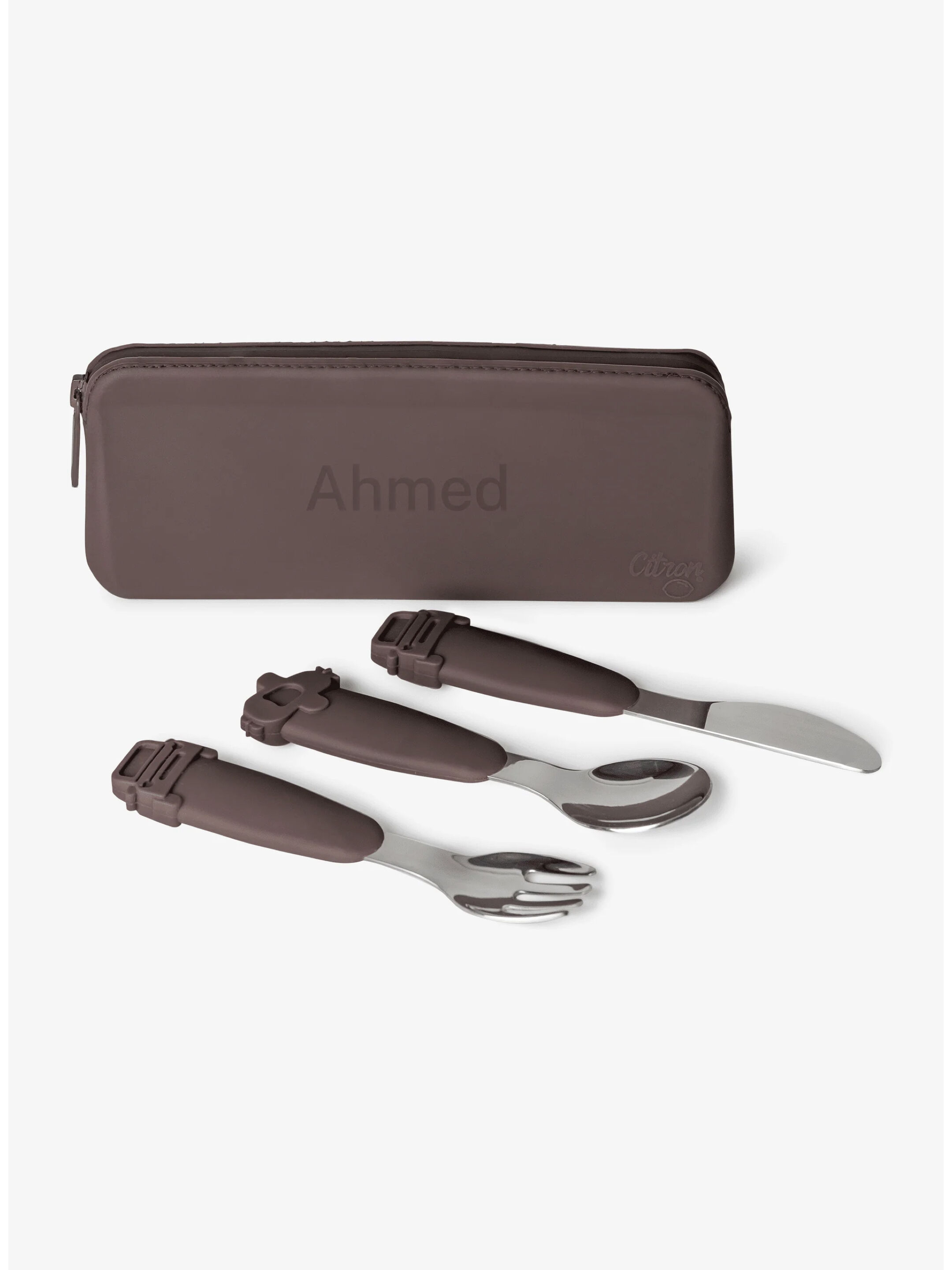 Citron Silicone Cutlery Set with Pouch - Vehicles - Plum image number 5
