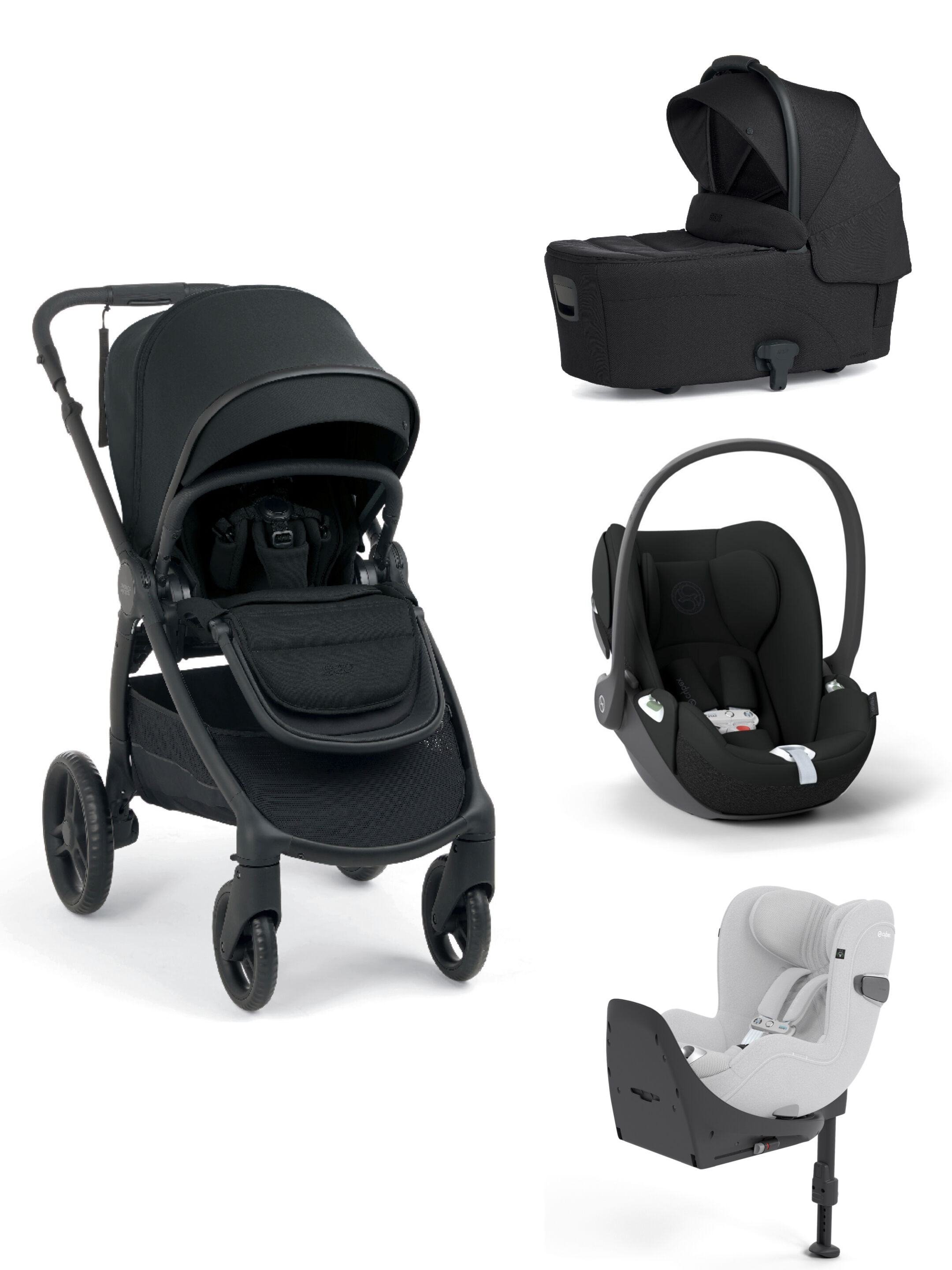 Ocarro 2 Pushchair and Carrycot Bundle with Cybex Cloud T i-Size Infant Car Seat and Base (4 Pieces) - Eclipse image number 1
