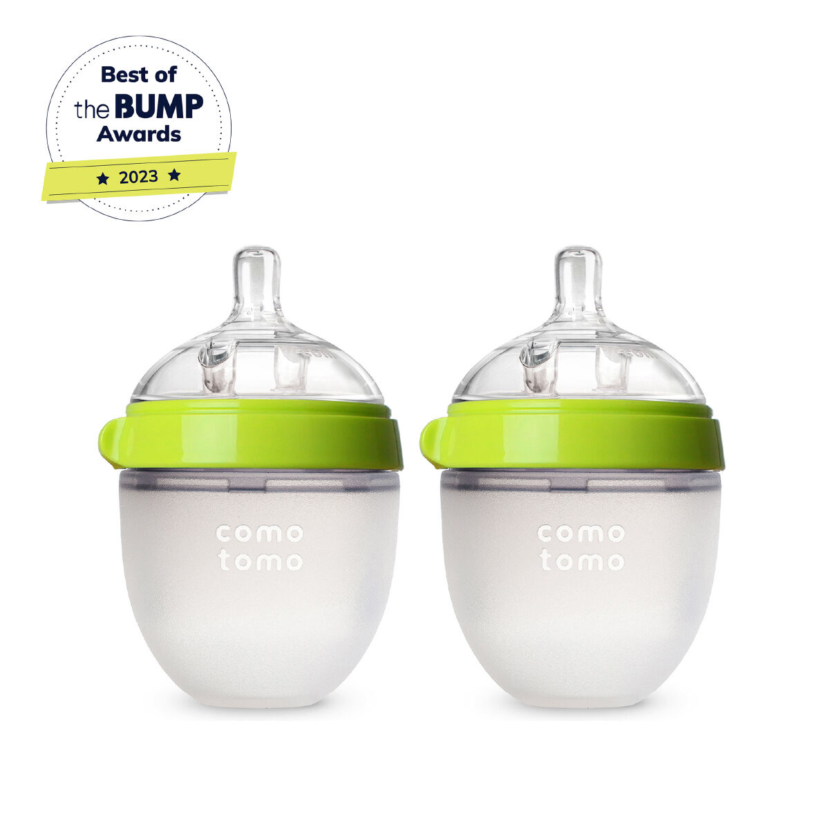 Comotomo Natural Feel Baby Feeding Bottle Green & White - 2 pcs x 150 ml image number 1
