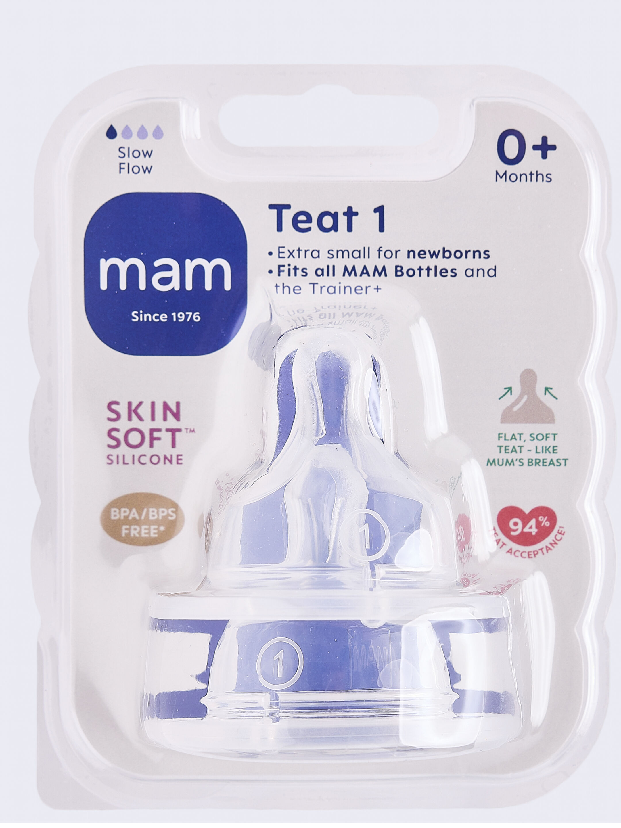 Mam Baby Teat Size 1 Silicone Teat/Spout - 0 M+ | Clear  Clear  - Pack of 2 image number 3