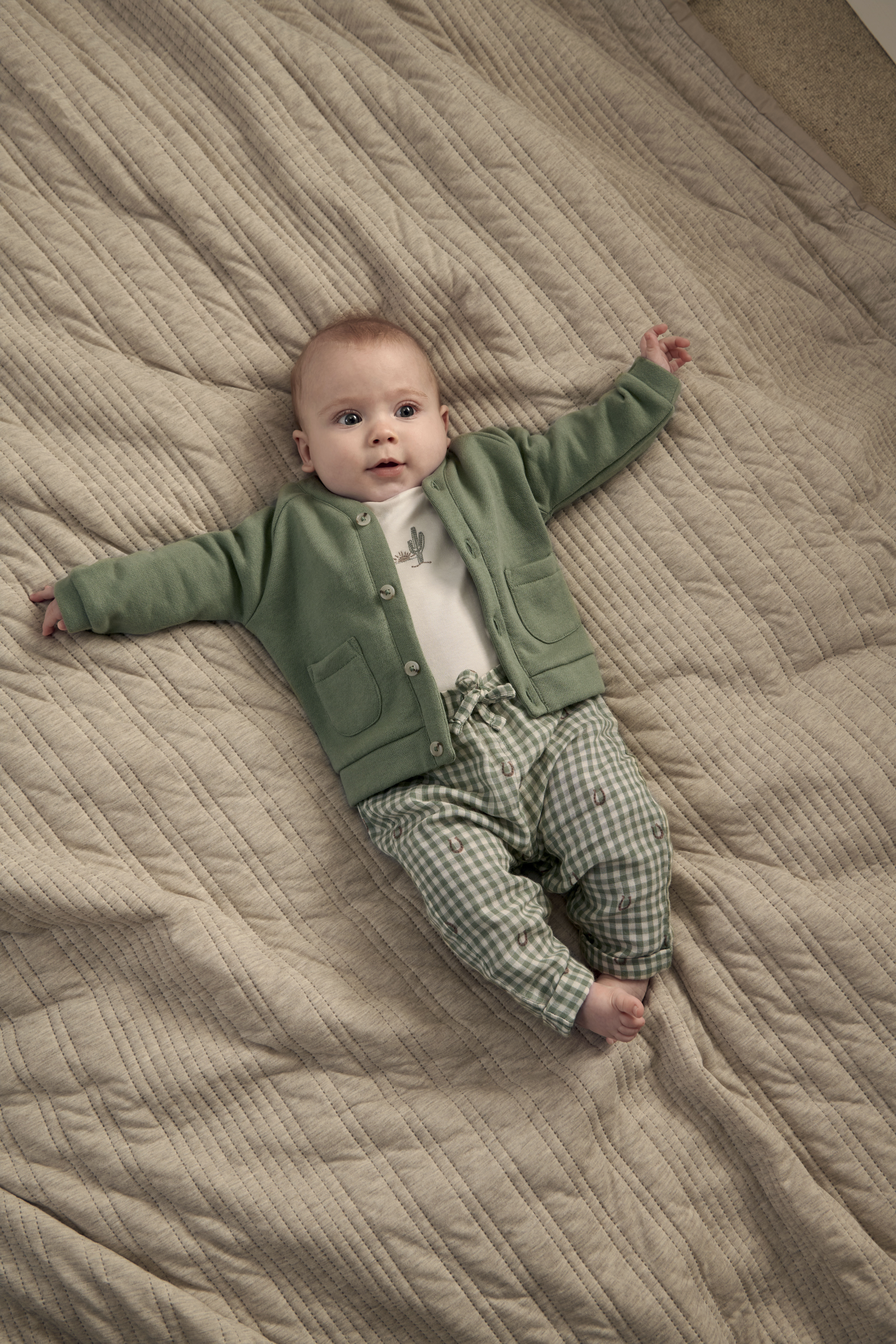 Gingham Jacket, Trousers & Bodysuit Set image number 1
