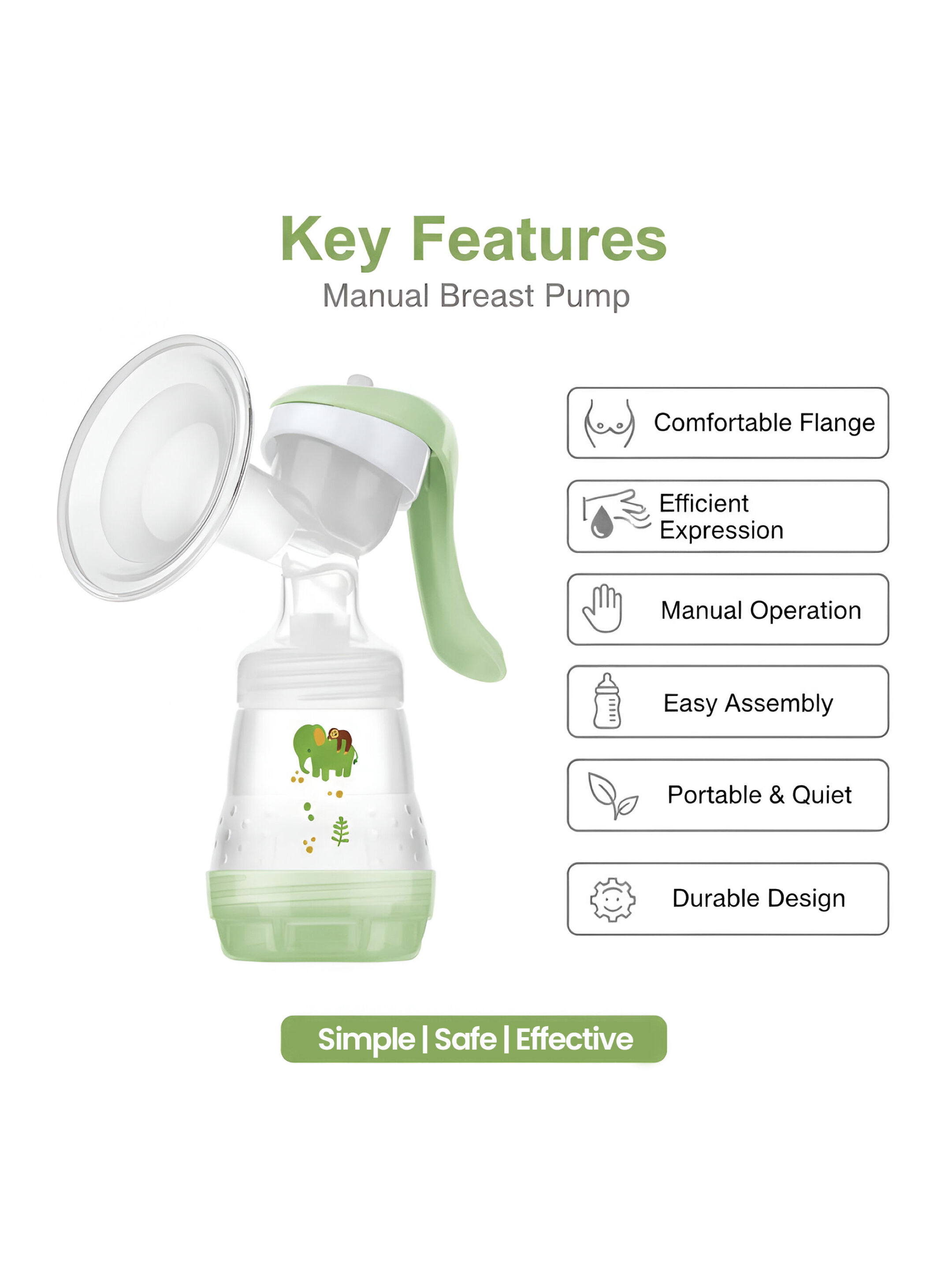Mam Baby Breast Pump Manual Silicone Breastfeeding - 0 M+ |  Green - Pack of 1 image number 3
