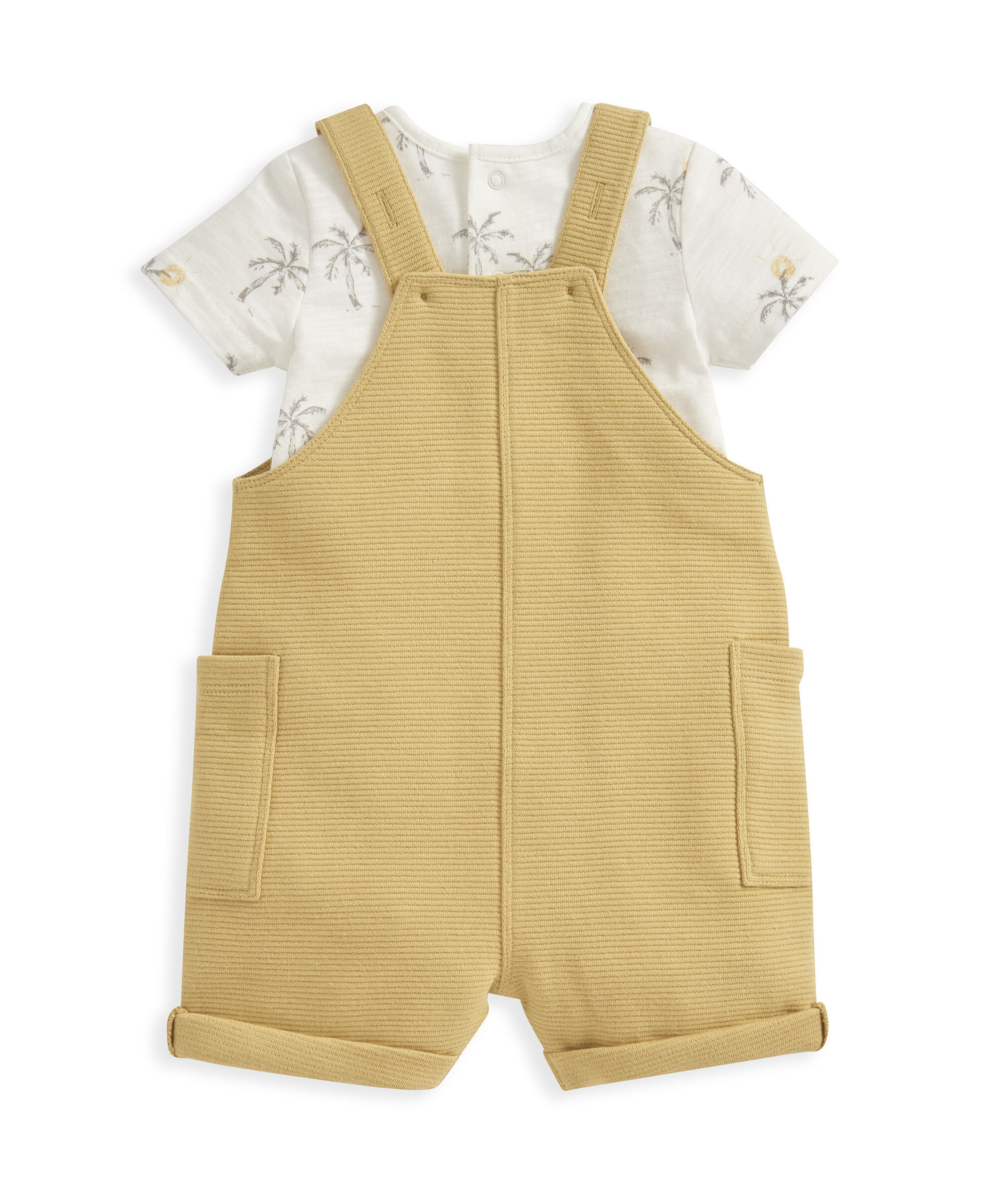 Palm Tee & Rib Dungaree Set - 2 Piece Set image number 3