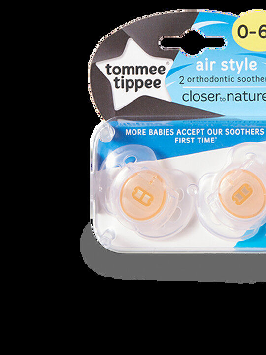 Tommee Tippee Closer to Nature Air Style Soothers 0-6 months (2 Pack) - Orange image number 1